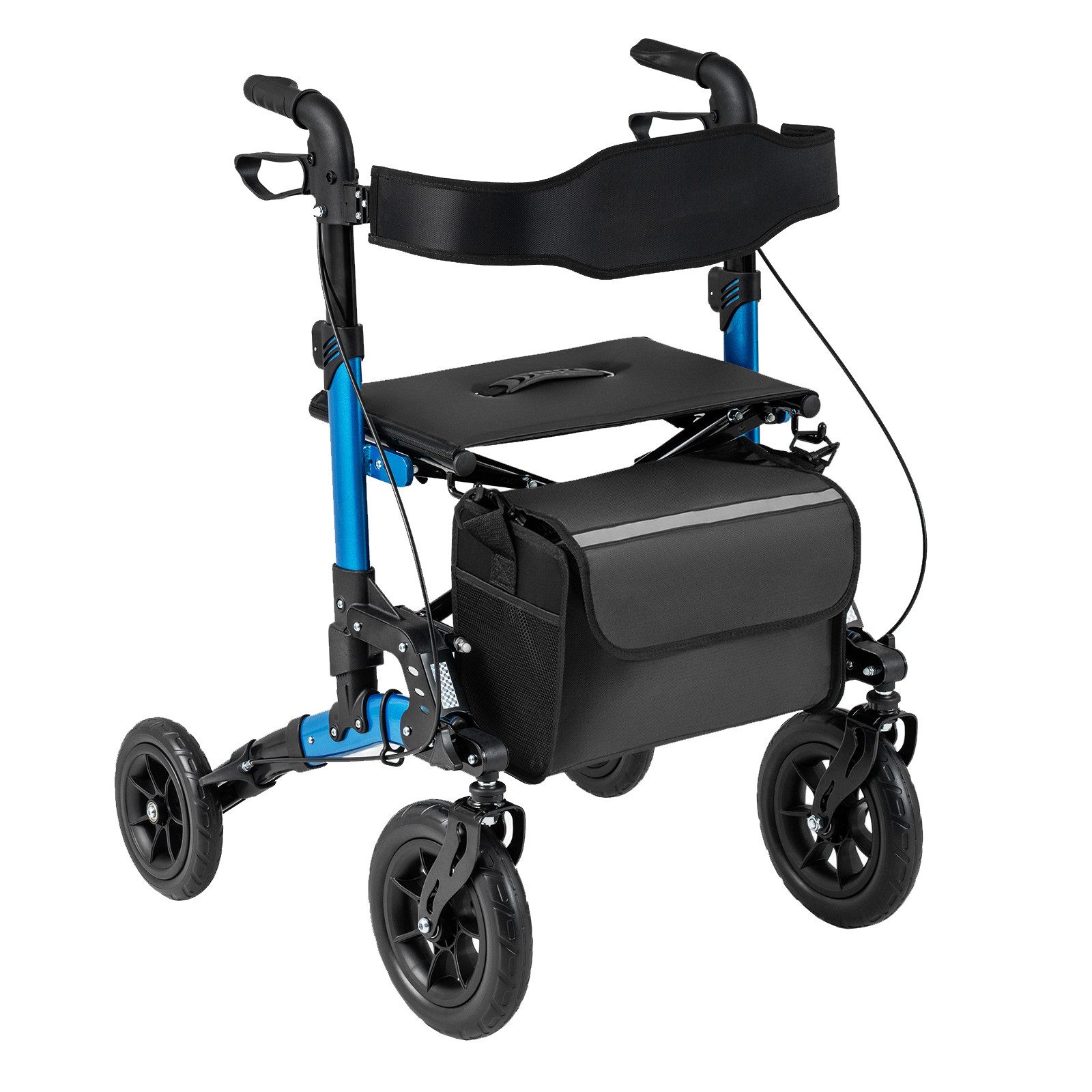 COSTWAY Rollator, Faltbar und leicht mit Sitz, Tasche & Stockhalter, bis 136 kg