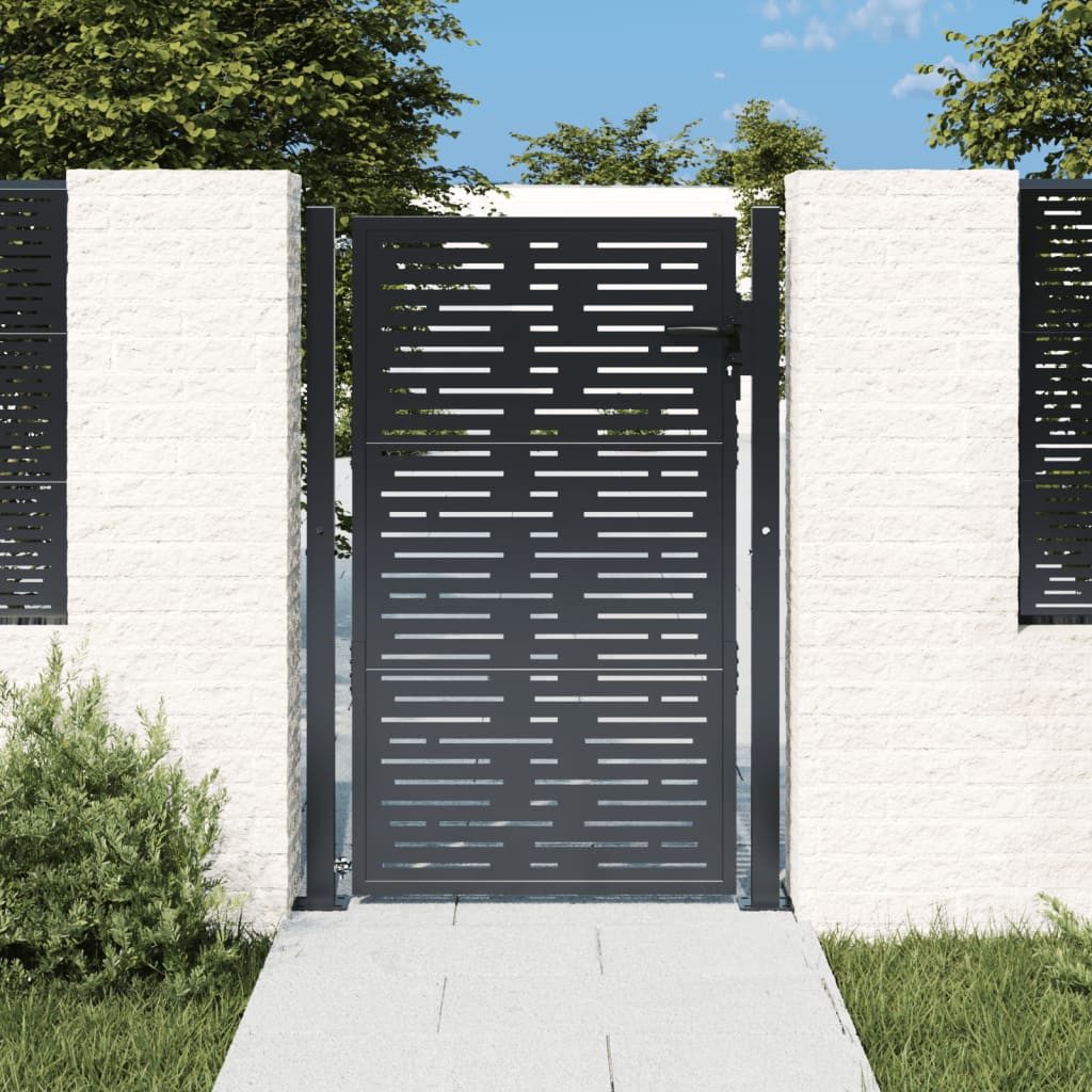vidaXL Gartentor, Gartentor Anthrazit 105x130 cm Stahl Quadratisches Design
