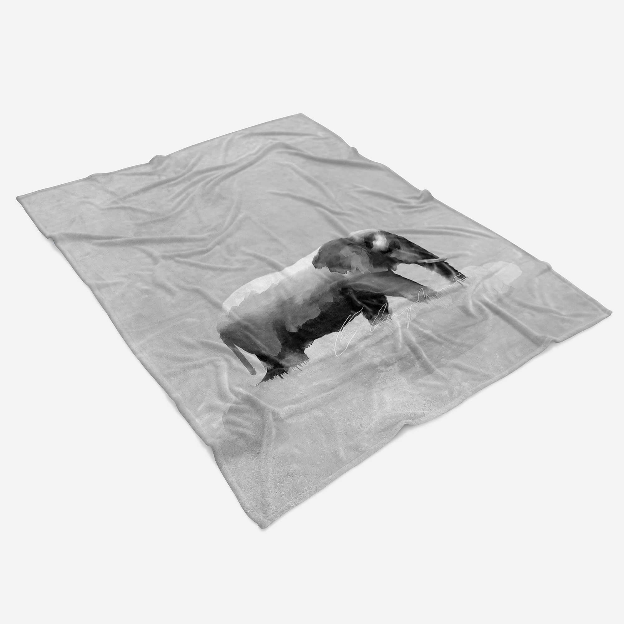 Sinus Art Handtücher Handtuch Strandhandtuch Kuscheldecke Motiv, Handtuch Elefant Baumwolle-Polyester-Mix (1-St), Saunatuch Grau