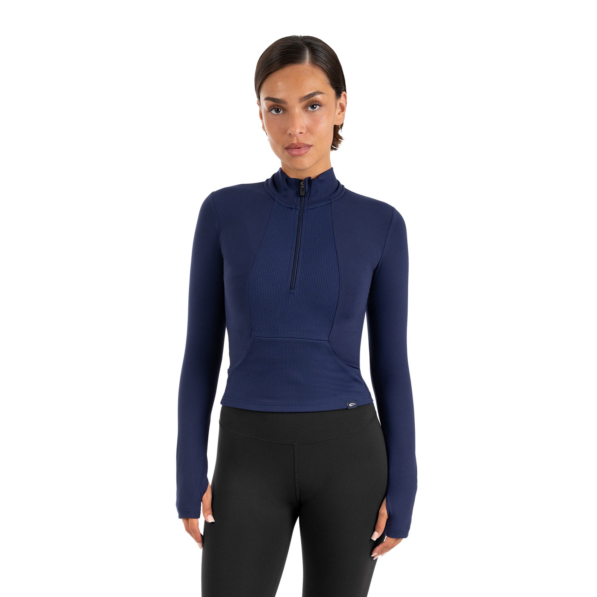Smilodox Longsleeve Naveya Damen, Half Zip Sweatshirt, Slim Fit, für Gym, Training Half Zip, Stehkragen, Stretch Material, elastisch