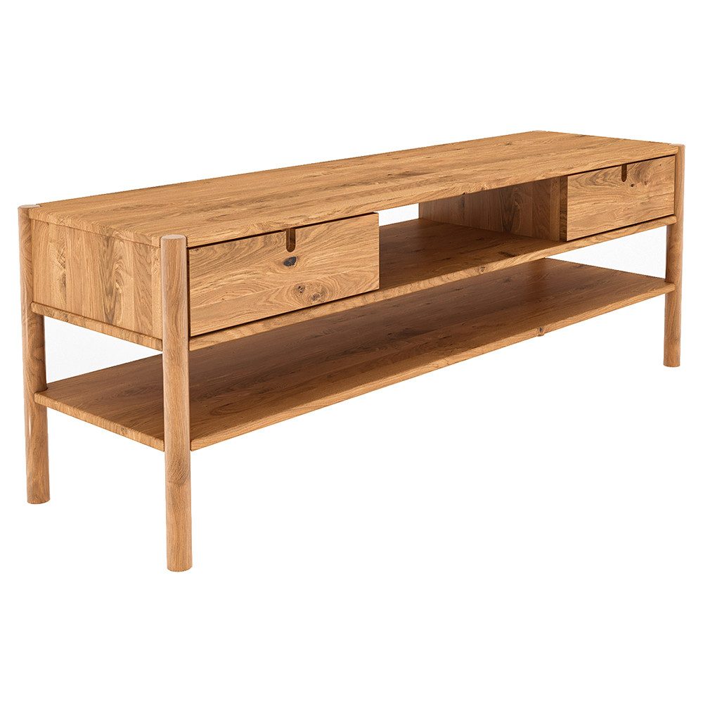 Lomadox Lowboard PORI-165, 160cm breit, Eiche massiv geölt, montierte Lieferung