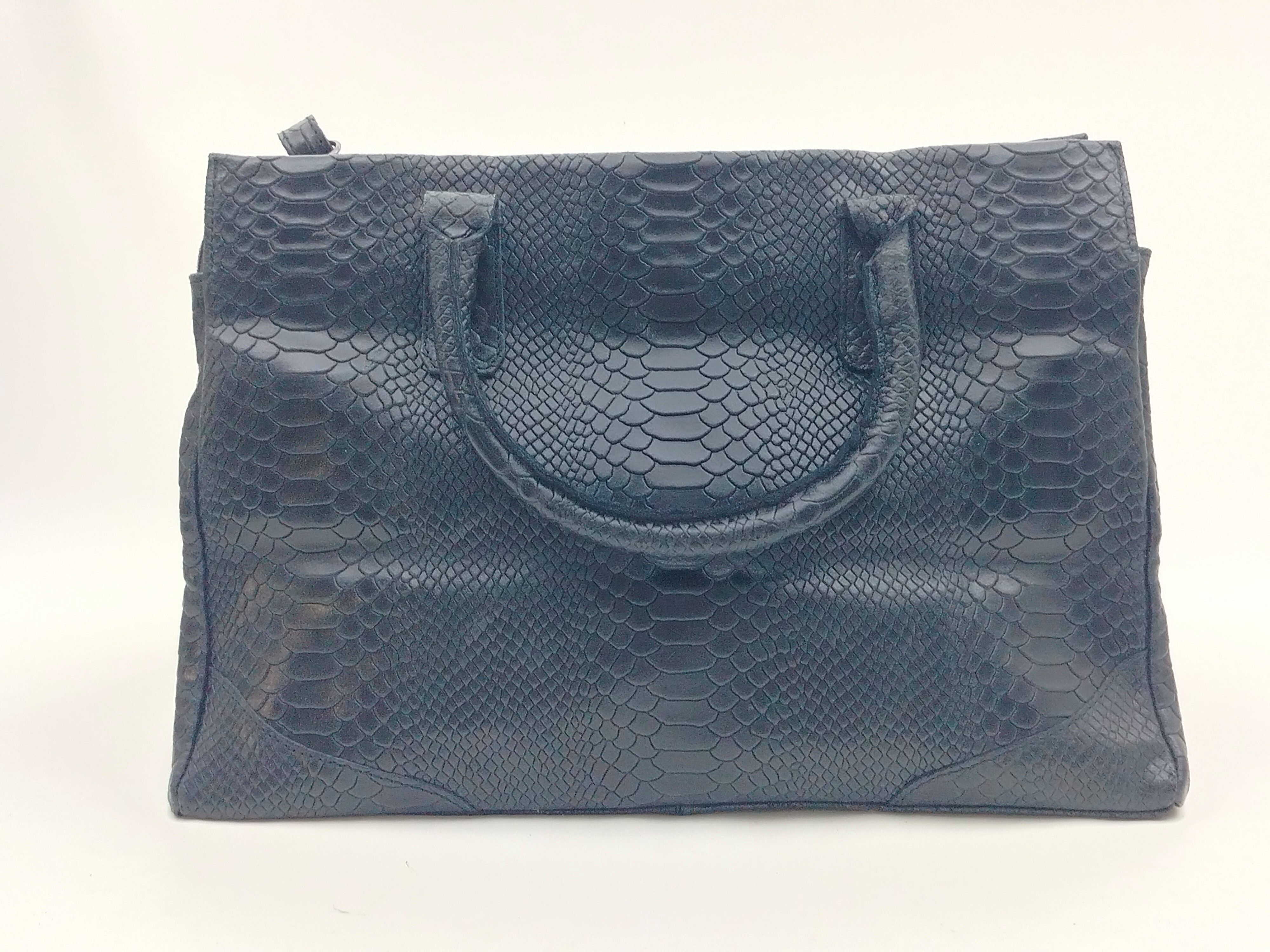 GlücksNugget Handtasche schwarze Ledershopper Businesstasche