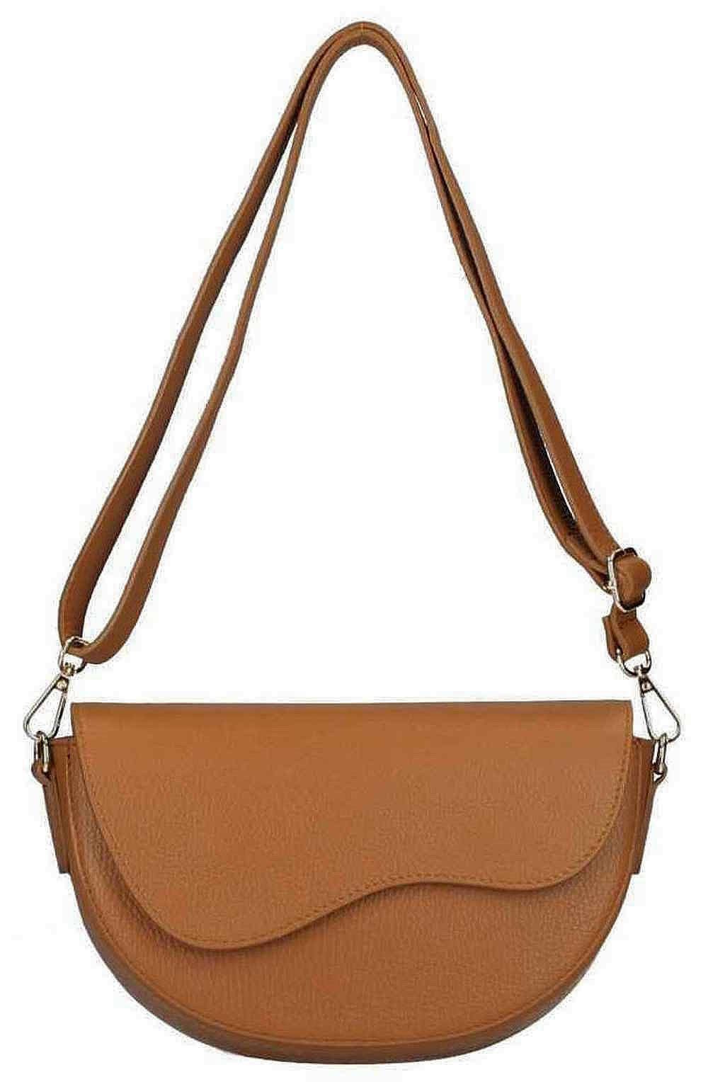 ITALYSHOP24 Schultertasche MADE IN ITALY DAMEN echt LEDER TASCHE Satteltasche Cross Over Body Bag, Saddle Clutch Umhängetasche Brusttasche unverwechselbare Design leicht