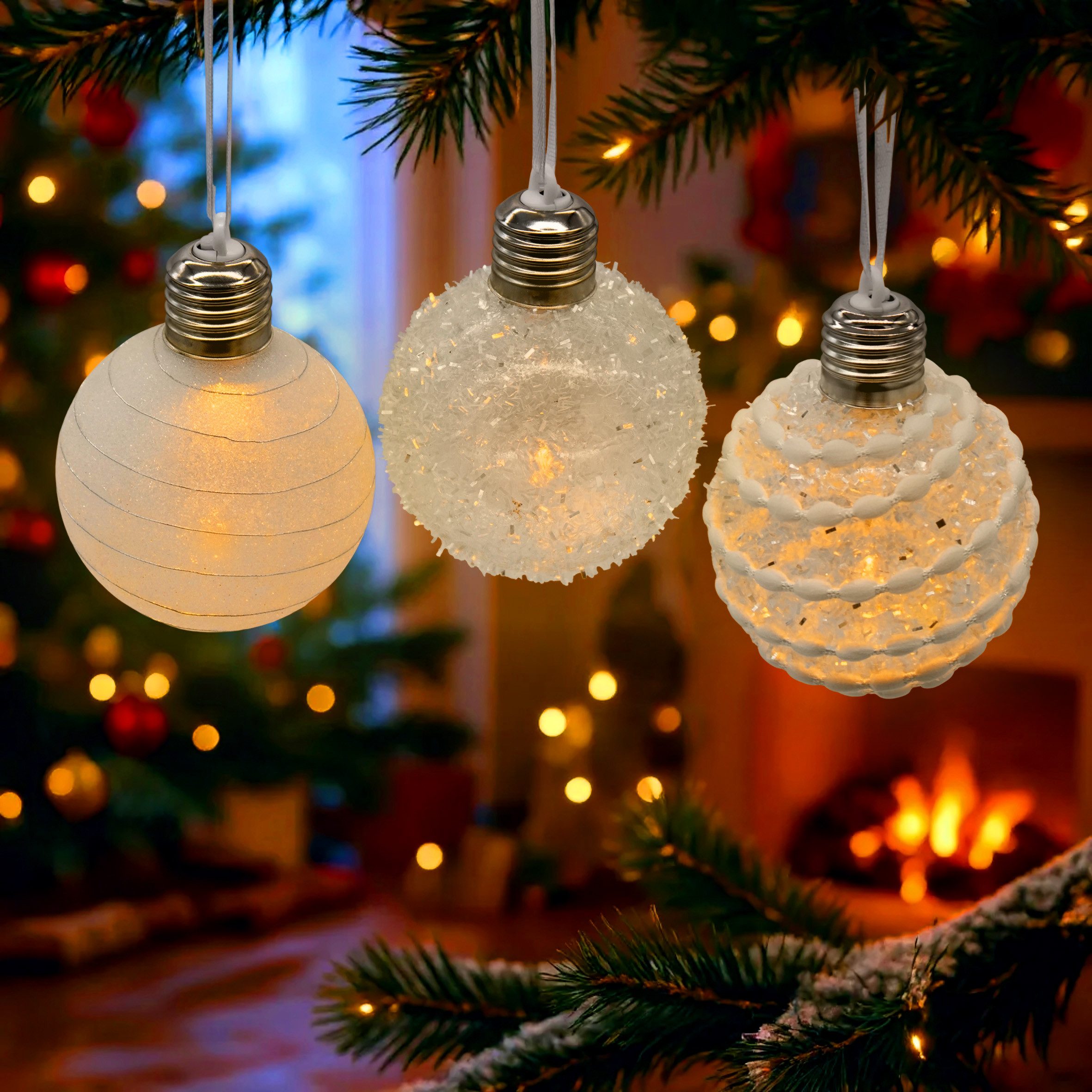 Spetebo LED-Dekofigur LED Weihnachtskugel satiniert 8 cm inklusive Batterie günstig online kaufen