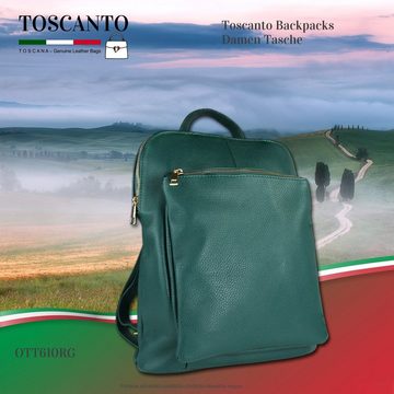 Toscanto Cityrucksack Toscanto Damen Cityrucksack Leder Tasche (Cityrucksack), Damen Cityrucksack Leder, grün, Größe ca. 30cm