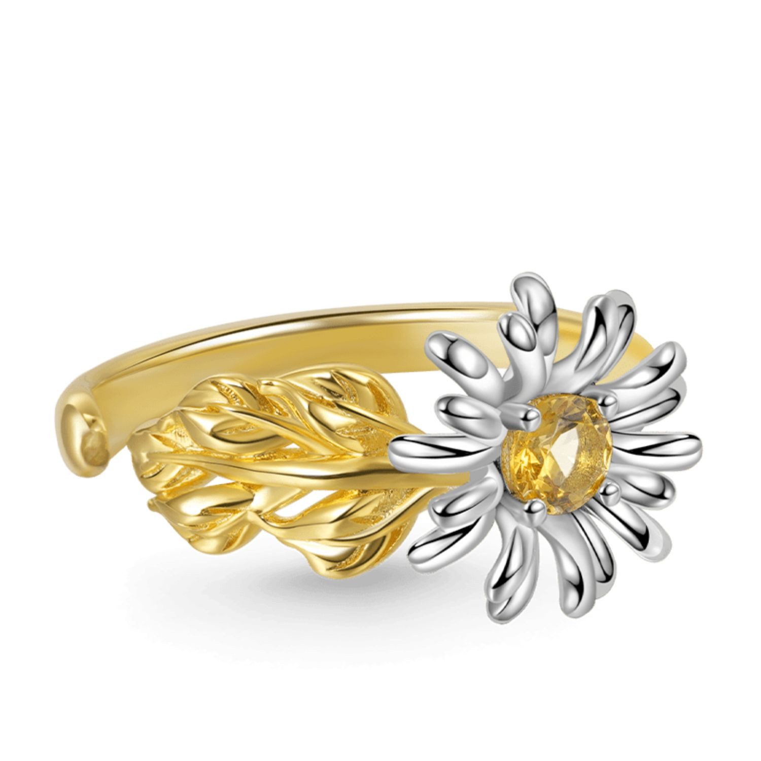 Gnoce Silberring Gnoce verstellbarer Ring Gänseblümchen Silber vergoldet EYR001