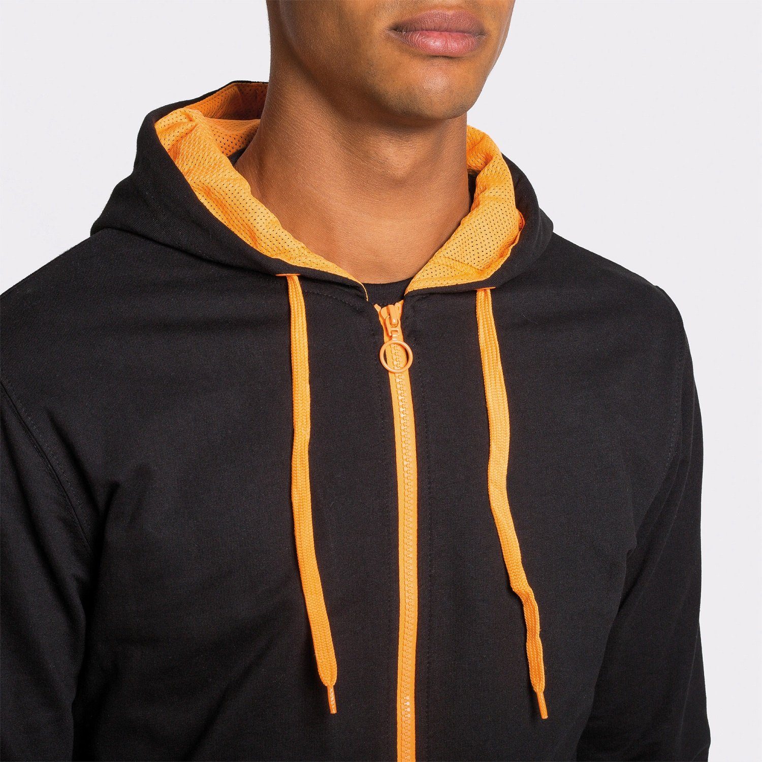mit für Sweat-Jacke Herren Roly geeignet Grau/ Kapuzensweatjacke Kapuze Kapuzensweater Frauen mit Reißverschluss auch / Orange