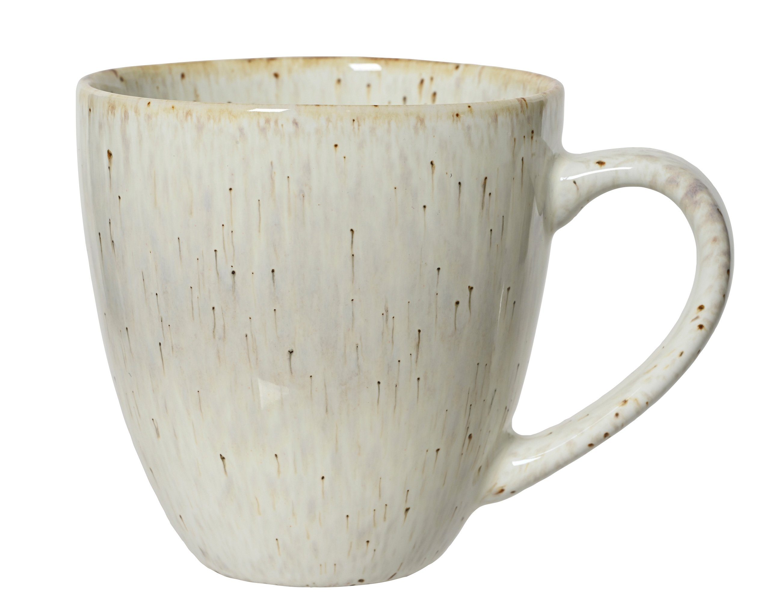 Decoris season decorations Tasse, Keramik, Tasse Steingut Becher mit Henkel 13cm Beige / Braun