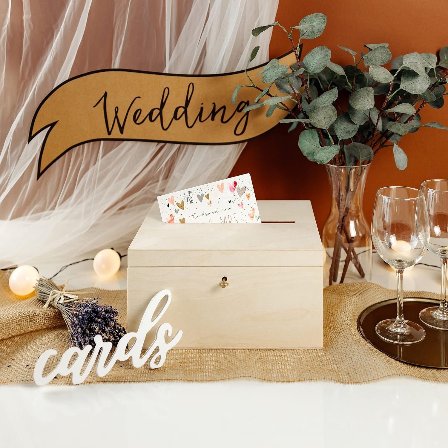 Creative Deco Aufbewahrungsbox Holzkiste Kartenbox Hochzeit 29x25x15 cm Hol günstig online kaufen