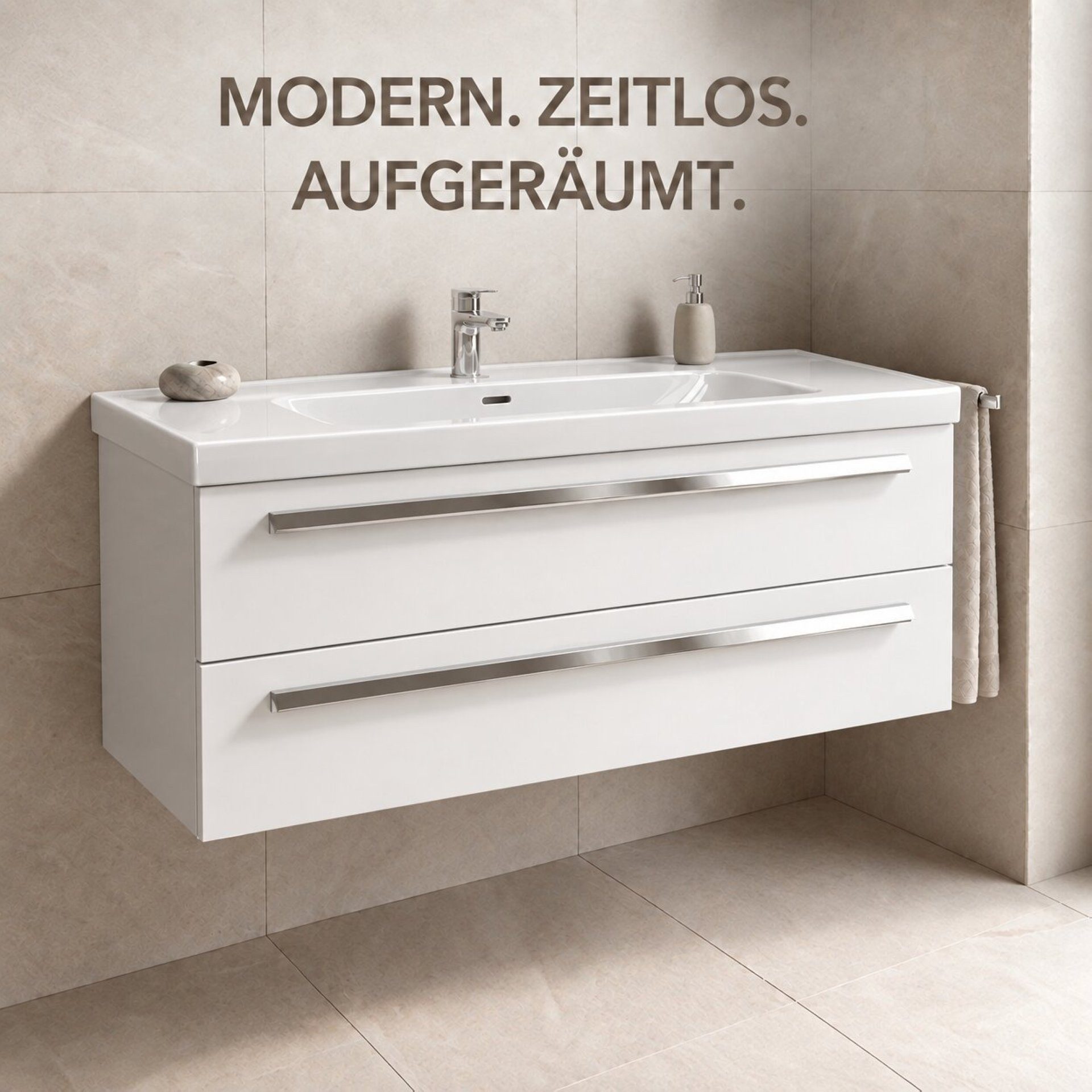 BADEDU Badmöbel-Set Badmöbel Set, Waschtisch, Waschbecken Keramik, Unterschrank