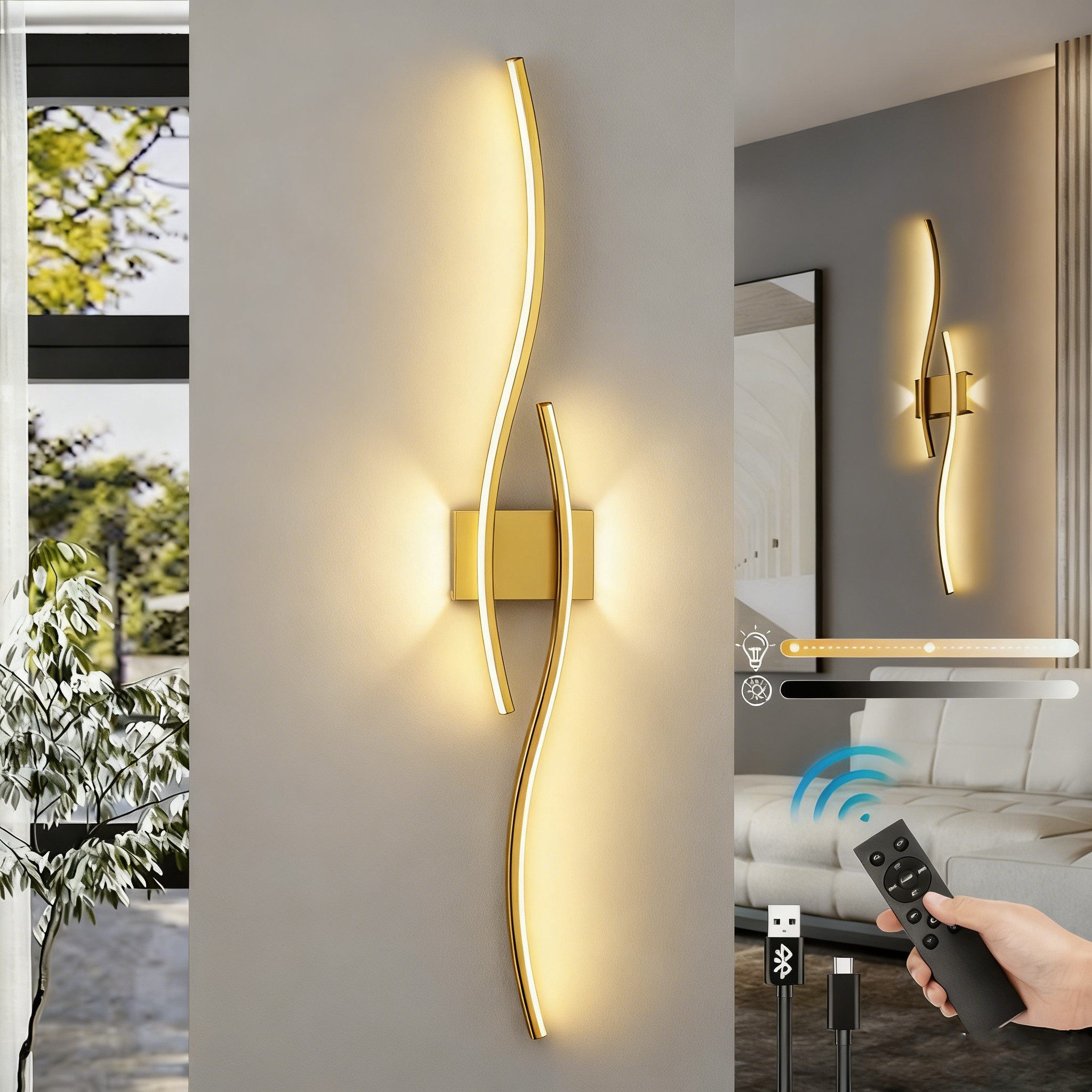MUPOO LED Wandleuchte LED Wandleuchte Innen,Modern Wandlampe Dimmbare Wandb günstig online kaufen