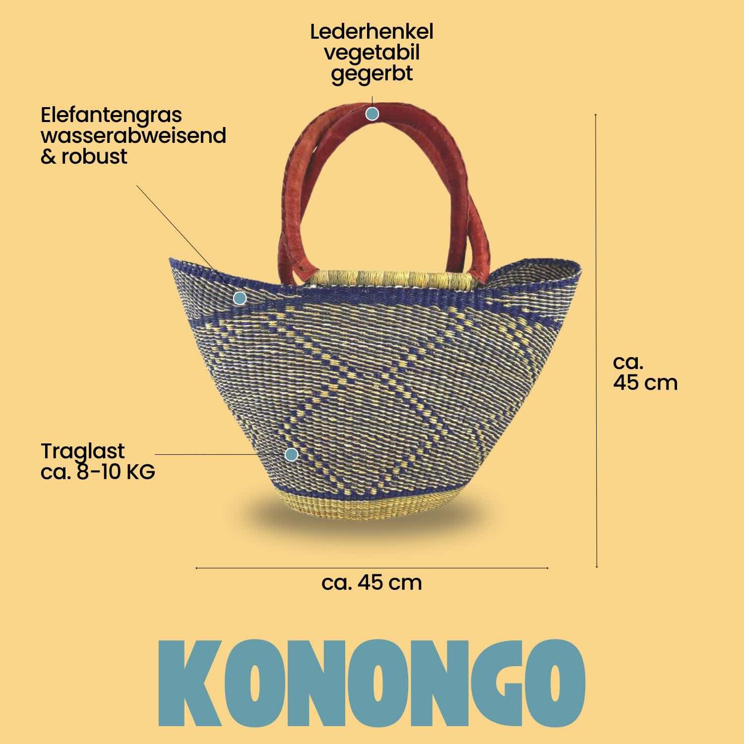 maishameanslife Einkaufskorb Bolga Bag - Konongo - U-Form, Kunstvoll geflochtene Bolga Körbe – Charakterstücke voller Tradition – Bild 2 von 5