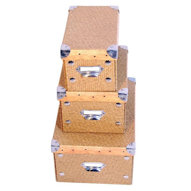 dynasun Aufbewahrungsbox „FC1299KBS BROWN“ (1 St), 3x XXL Designer Aufbewahrungsbox Karton Ordnungsbox DynaSun FC1299KBS Schachtel Allzweckbox Kiste Faltschachtel mit Deckel