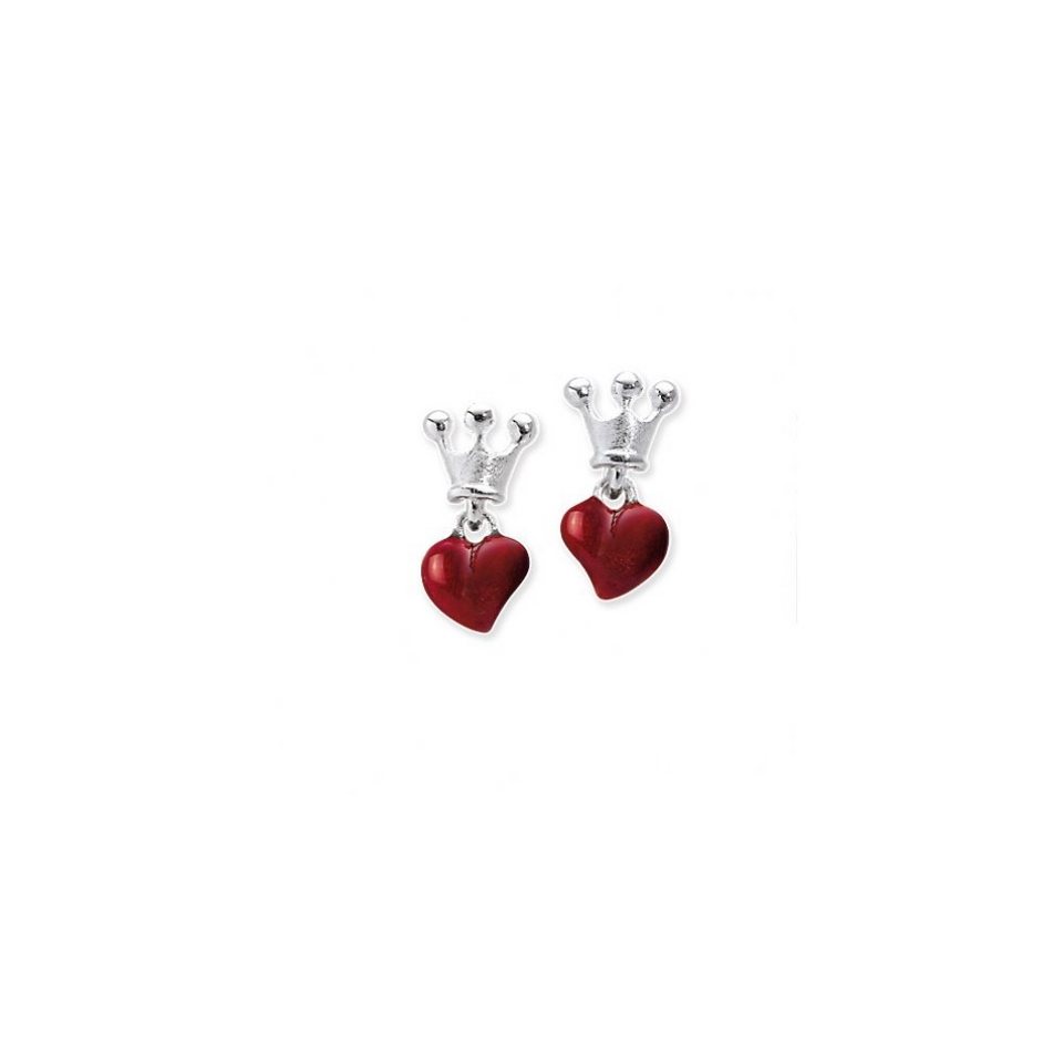 Heartbreaker Paar Ohrstecker Ohrringe Kronen mit Herzen Silber / Brandlack  LD LP 22 RM