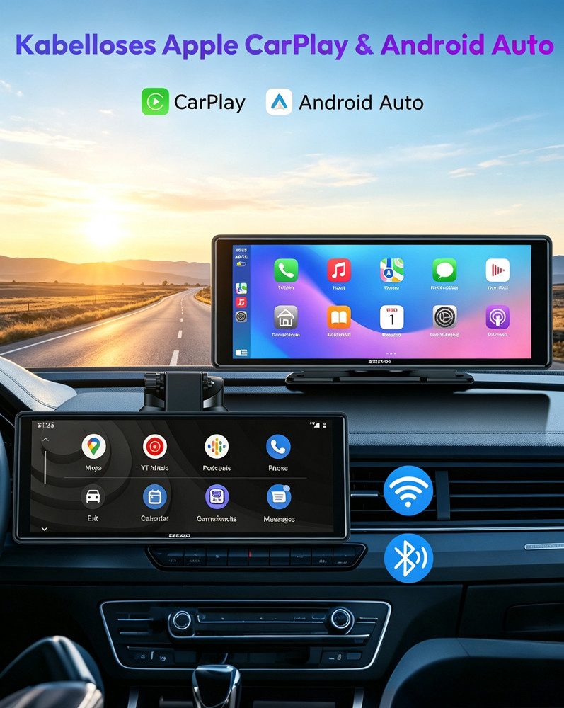 ESSGOO 10.26" 4K Wireless Carplay Apple CarPlay Android Auto Rückfahrkamera Navigationsgerät – Bild 2 von 5