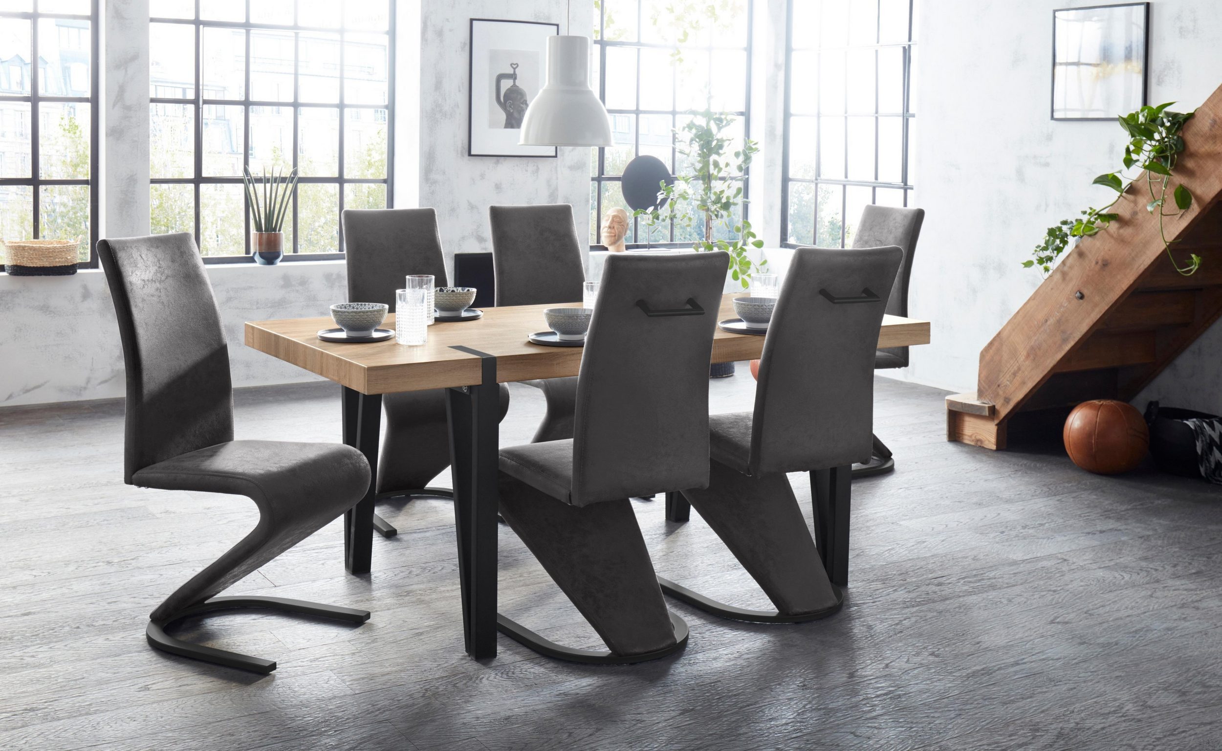 loft24 Freischwinger Zap (Set, 2 St), Esszimmerstuhl mit Microfaser Bezug