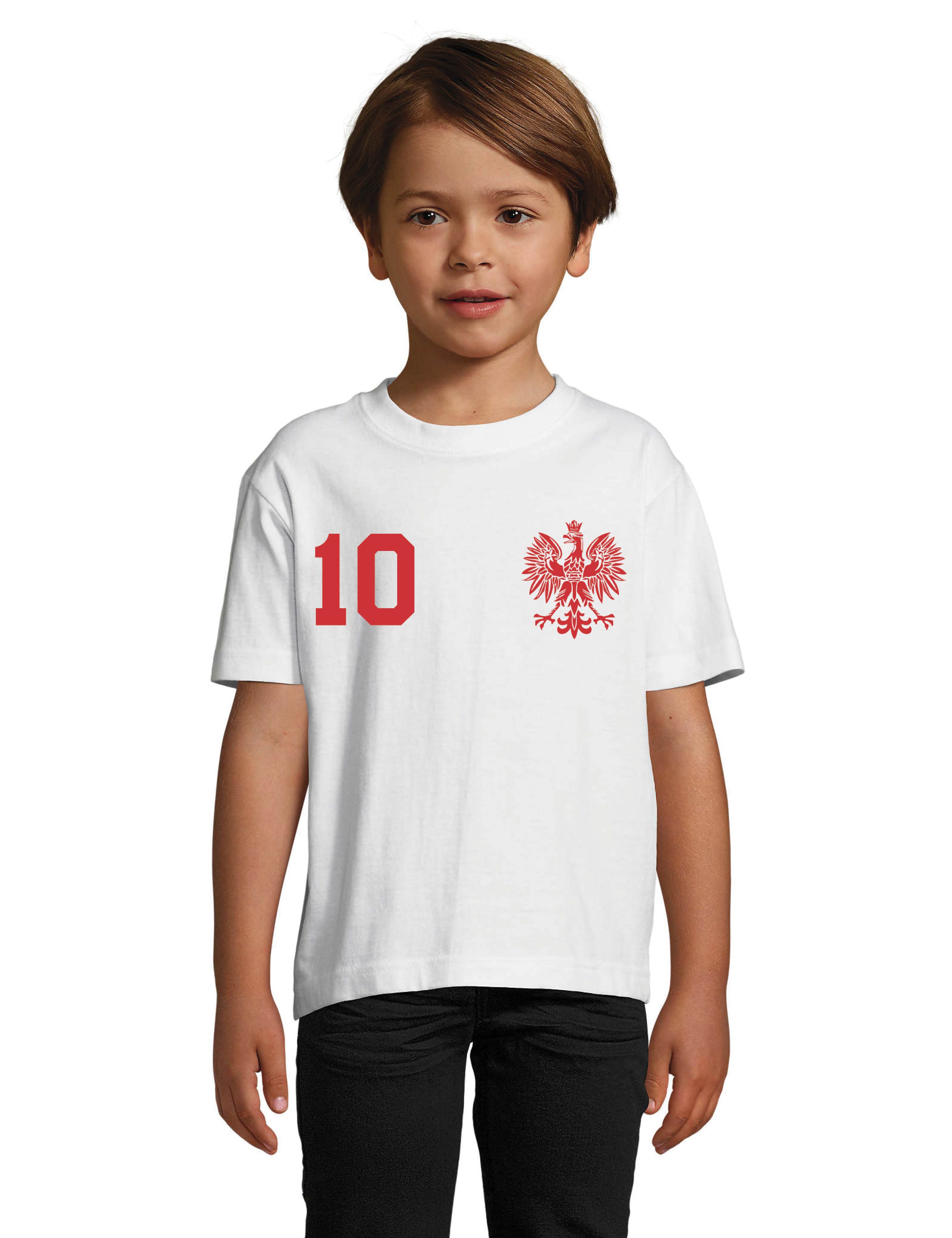 Youth Designz T-Shirt Polen Kinder T-Shirt im Fußball Trikot Look mit trendigem Motiv