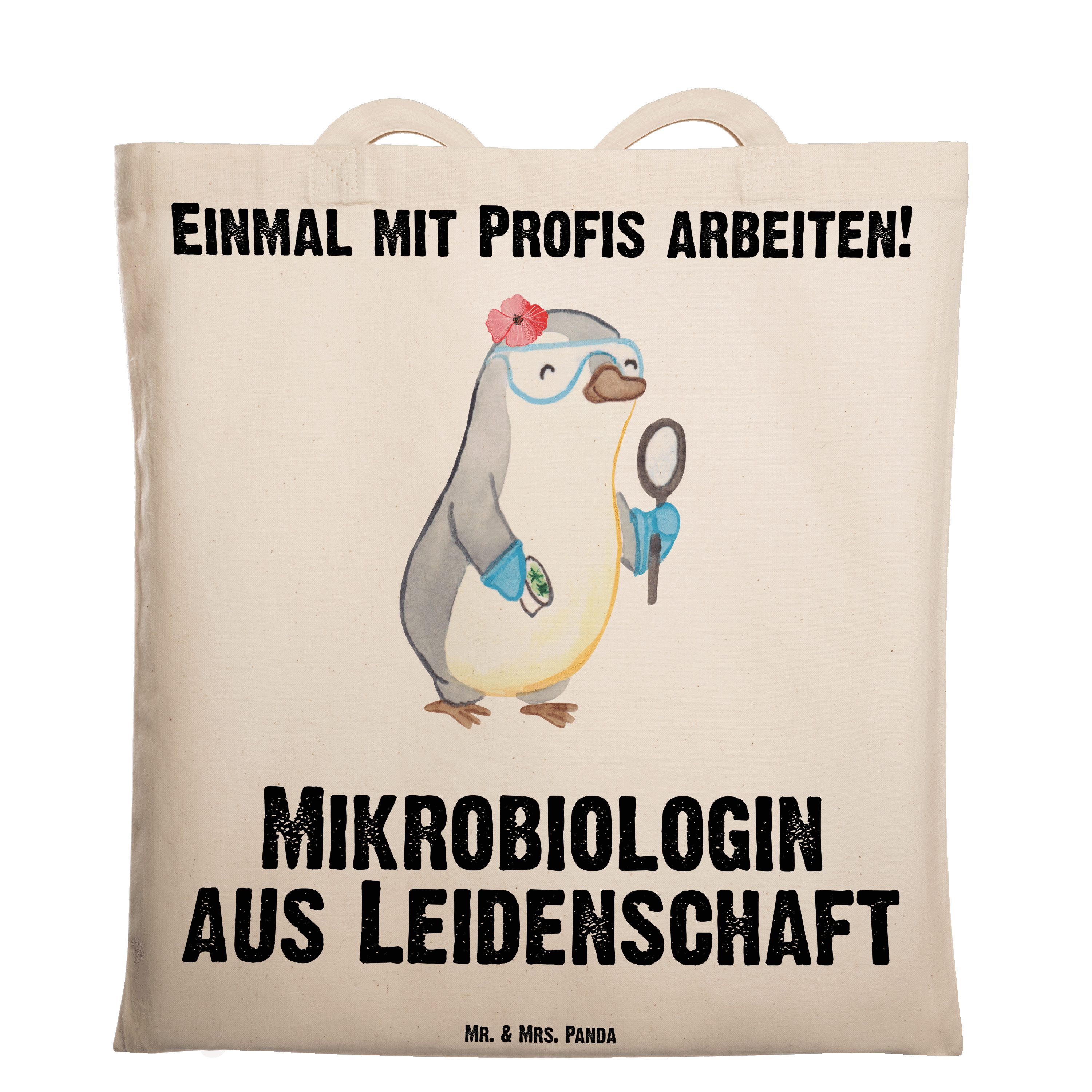 Mr. & Mrs. Panda Tragetasche Mikrobiologin aus Leidenschaft - Transparent - Geschenk, Rente, Beute (1-tlg)