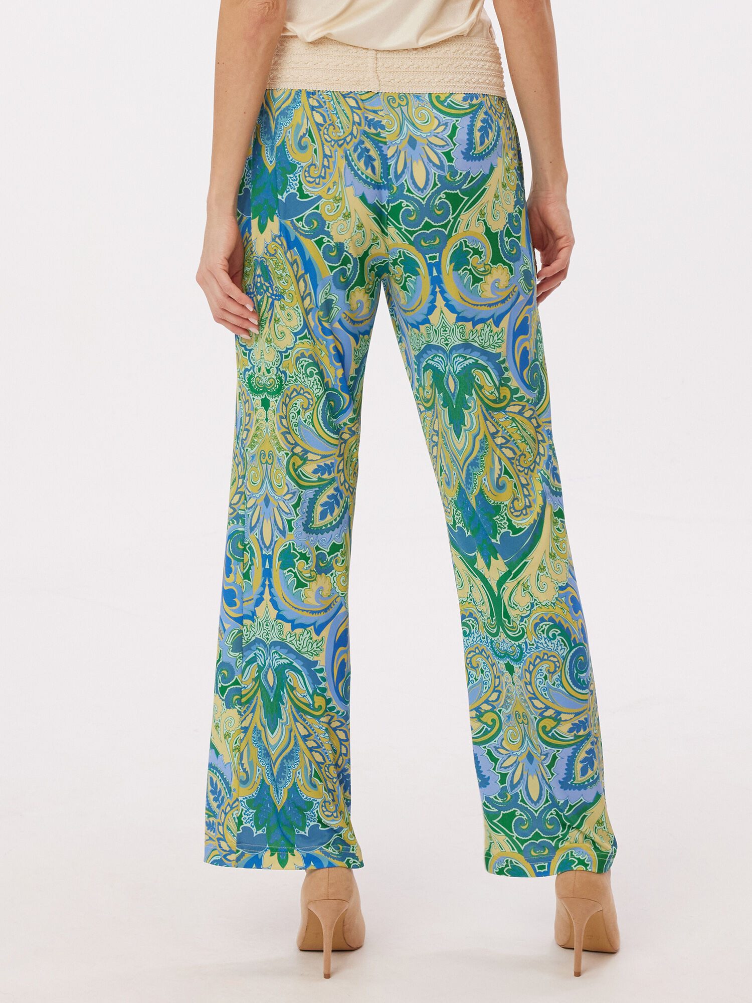 MONACO blue Schlupfhose Palazzohose Weit mit Paisleyprint