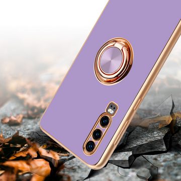 Cadorabo Handyhülle Huawei P30 Huawei P30, Schutzhülle - TPU Silikon Hülle - mit Kameraschutz und Ring