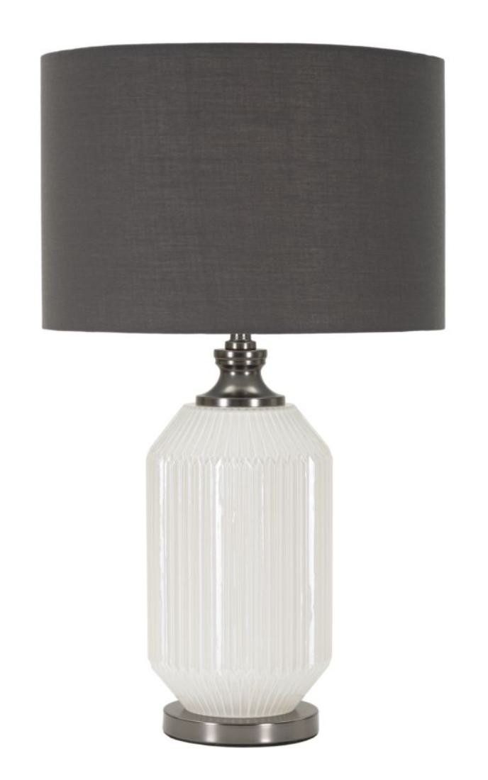 Natur24 Tischleuchte Tischlampe Tavolo 37,5 x 65 x 37,5 cm Metall Glas Weiß Grau