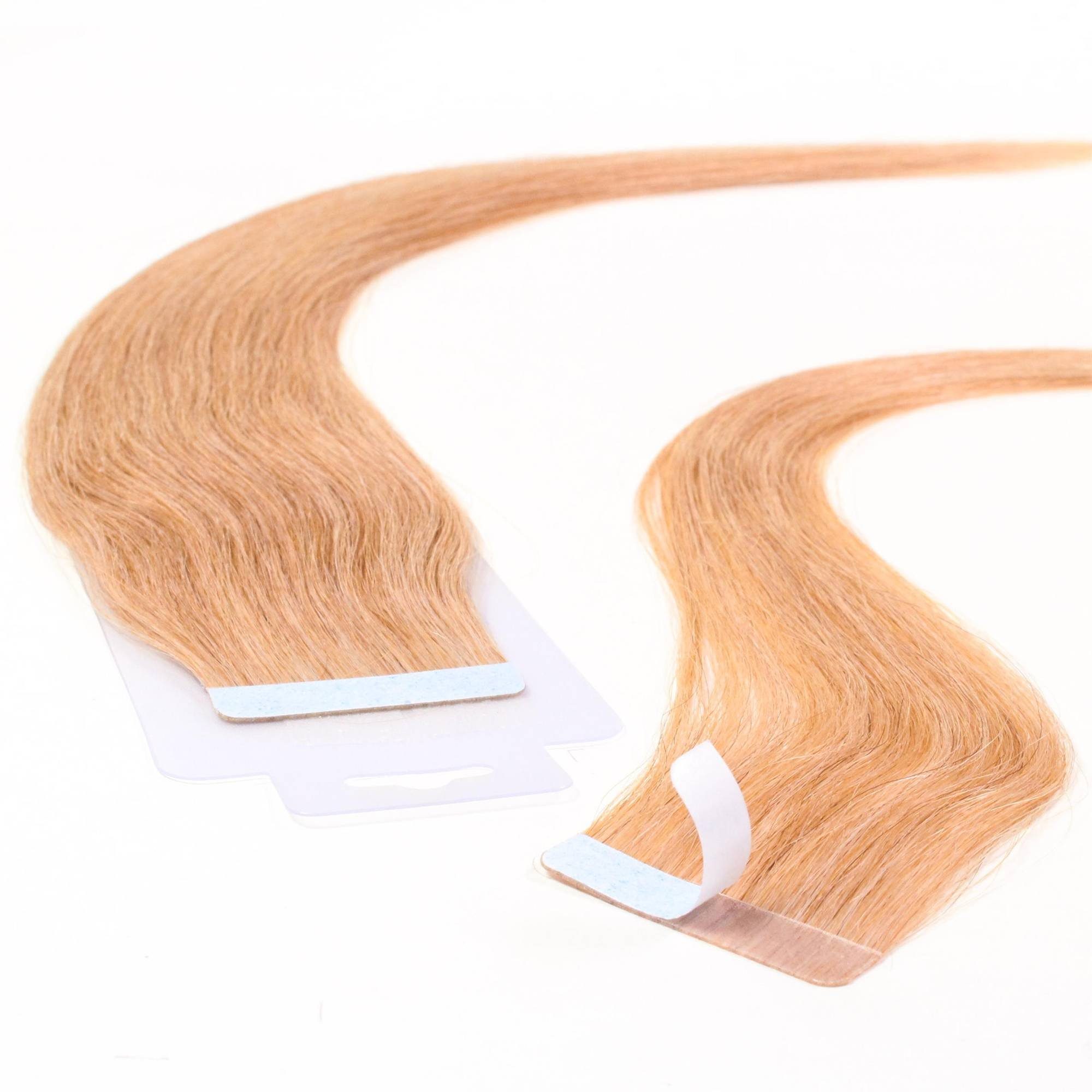 hair2heart Echthaar-Extension Tape Extensions glatt #8/0 Hellblond 40cm | Haarverlängerungen