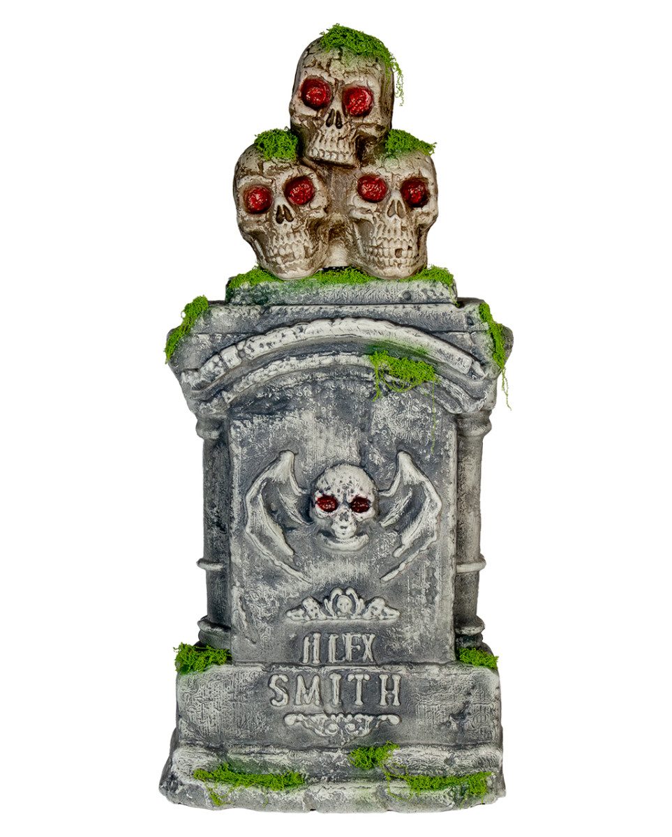 Horror-Shop Dekoobjekt Grabmal mit Totenschädel 84cm – Große Halloween Gr