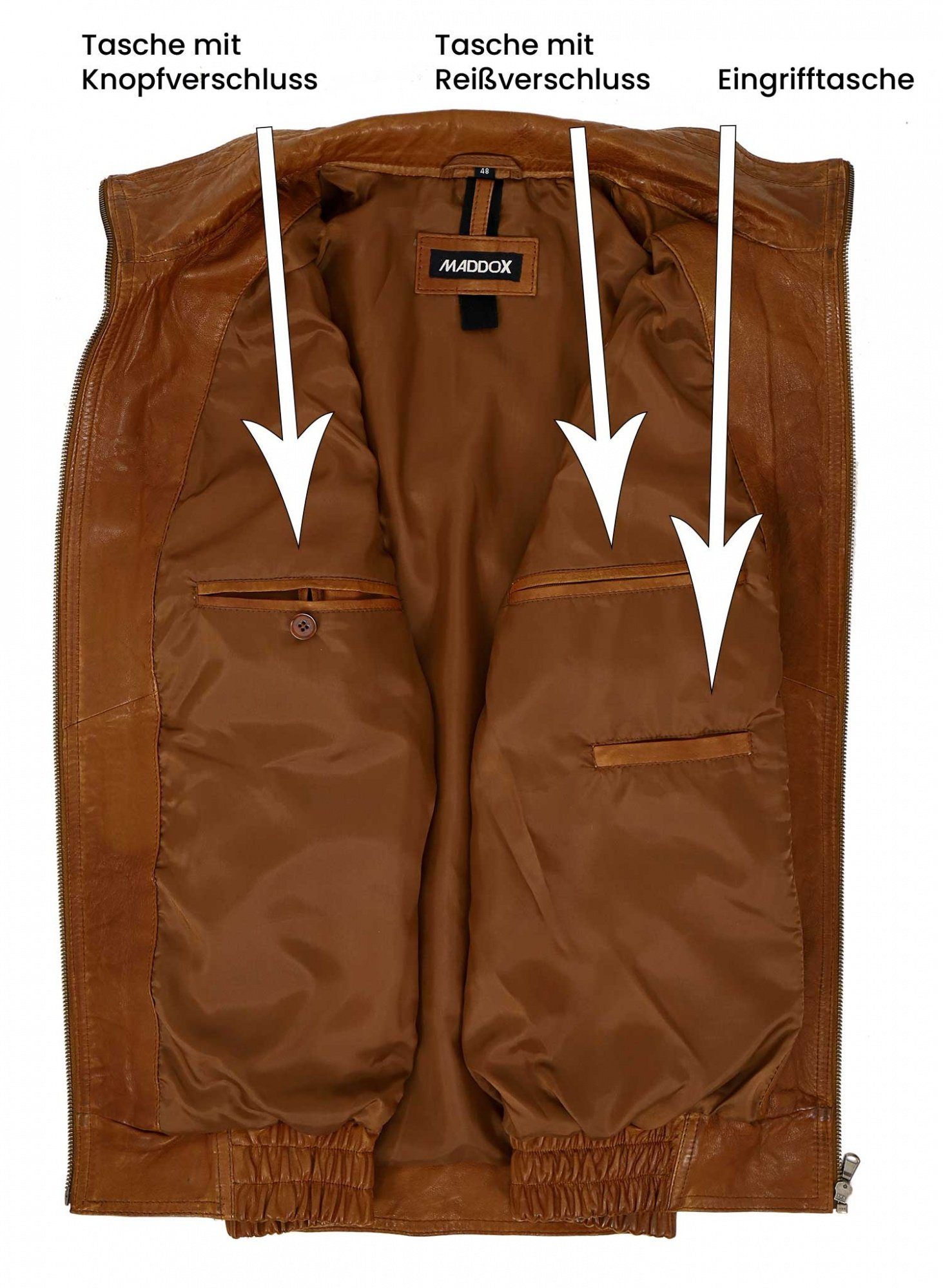 Maddox Lederweste Maddox - Herren Lederweste Lammnappa cognac – Bild 5 von 5