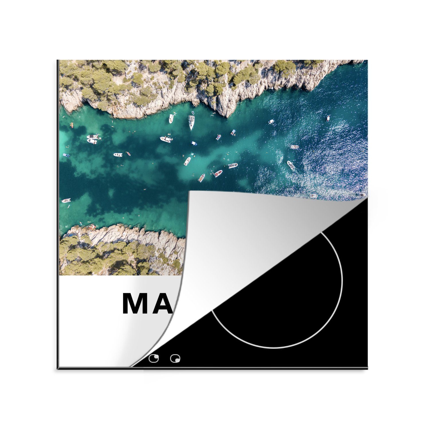 MuchoWow Herdblende-/Abdeckplatte Frankreich - Marseille - Wasser, Vinyl, (1 tlg), 78x78 cm, Ceranfeldabdeckung, Arbeitsplatte für küche