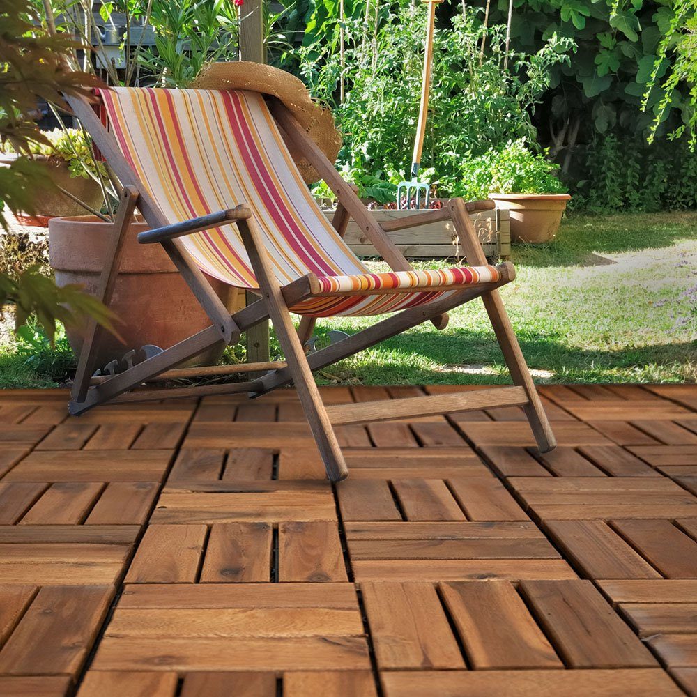 Holzfliesen, Holzfliese Akazie 30 x 30 cm Terrassenplatten