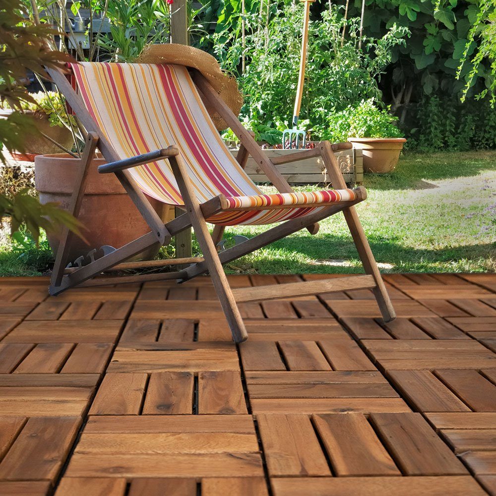 etc-shop Holzfliesen, Holzfliese Akazie 30 x 30 cm Terrassenplatten  Klicksystem Außen Klickfliesen Balkon Terrassenfliesen Holz, wetterfest  rutschfest, H 1,9 cm, 10er Set online kaufen | OTTO