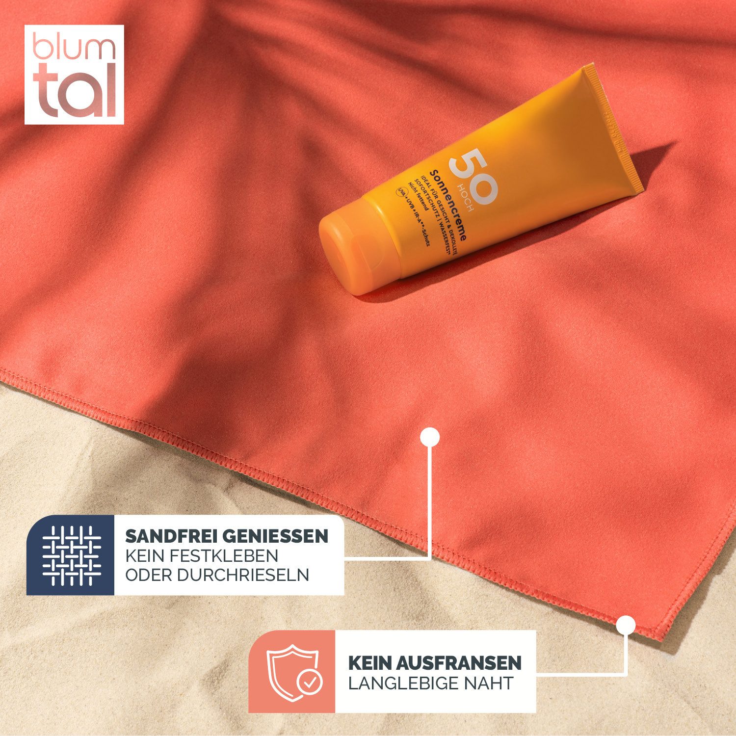 Blumtal Sporthandtuch Mikrofaser Handtuch - kompakte Mikrofaser Handtücher, Mikrofaser (inkl. Transporttasche, einzeln oder als Set verfügbar, 2-St), ultra leicht & schnelltrocknend, Reisehandtuch, Strandhandtuch