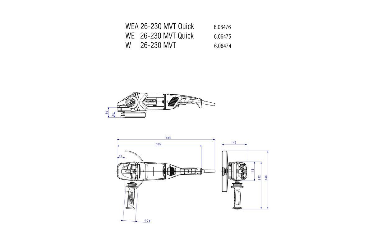 Winkelschleifer MVT (606475000) 26-230 QUICK WE metabo