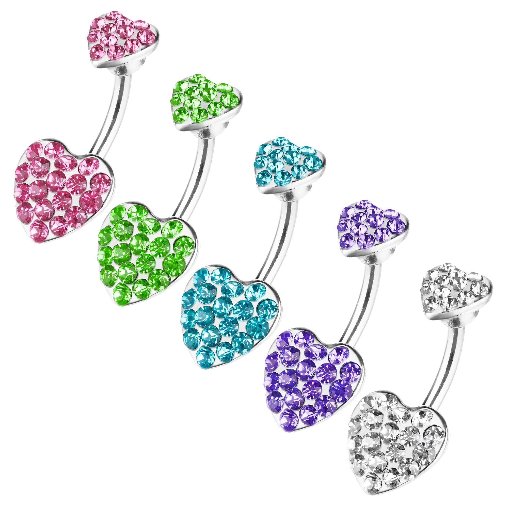 Taffstyle Bauchnabelpiercing Bauch Piercing Chirurgenstahl Kristall Herzen, günstig online kaufen