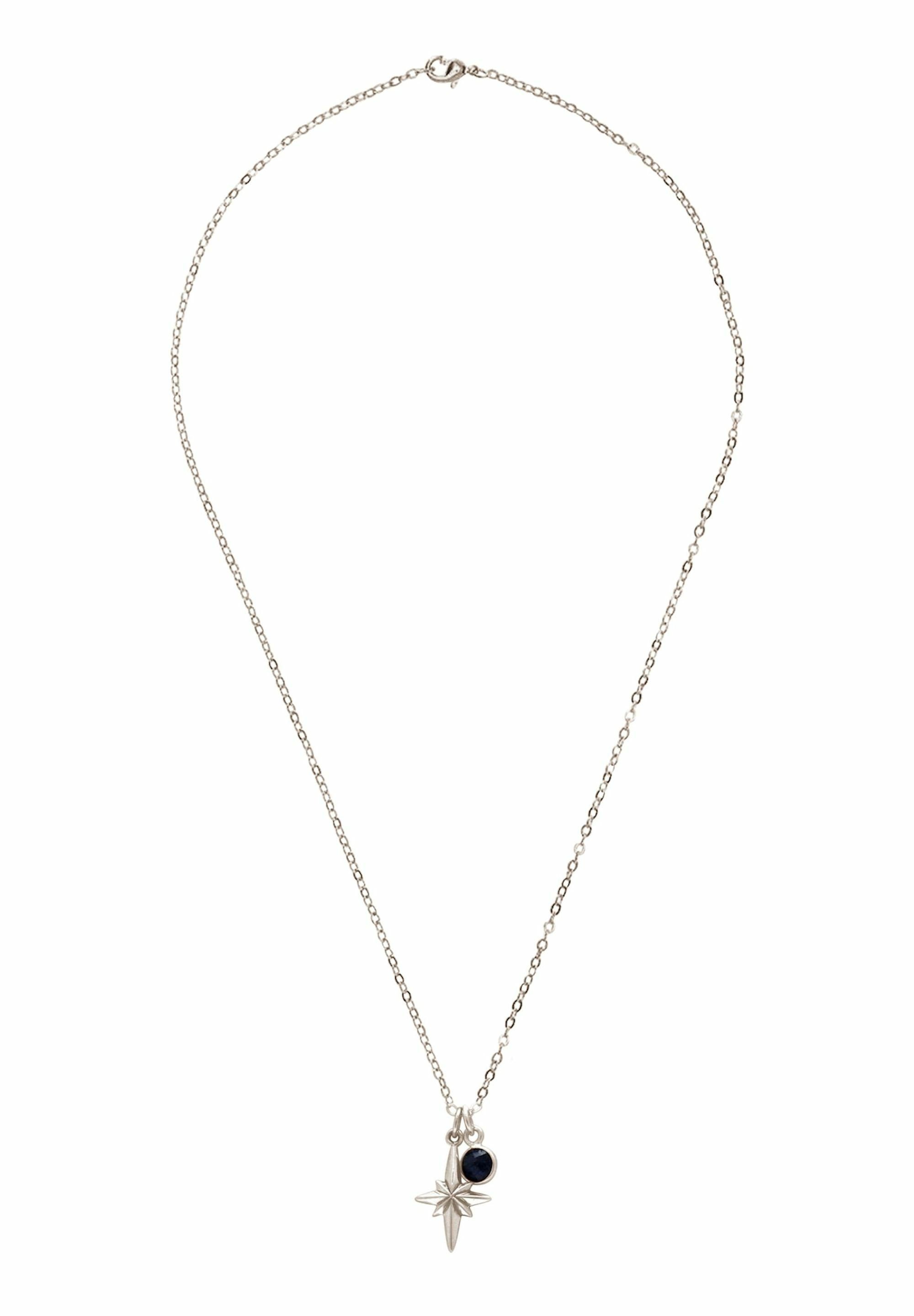 Gemshine Kette mit Anhänger Maritim Nautics Nordstern Polarstern Saphir silver coloured | Halsketten