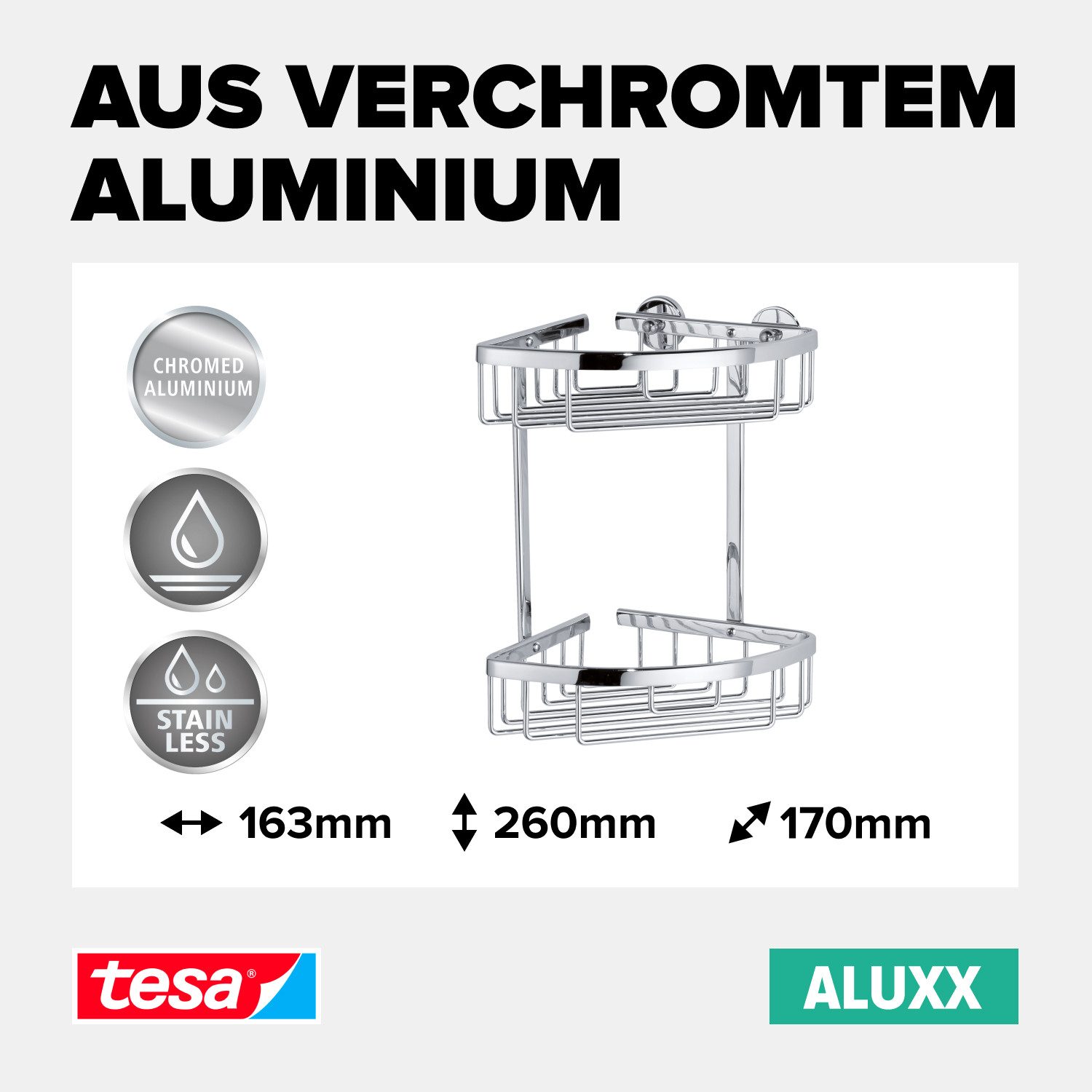 tesa Duschablage ALUXX Duscheckablagekorb ohne Bohren - 26,0 cm : 16,3 cm : günstig online kaufen