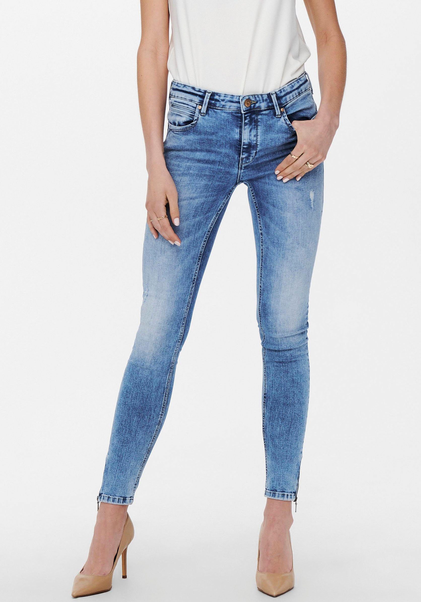 Only Skinny-fit-Jeans »ONLKENDELL LIFE REG SK ANK« mit Zipper am Saum  online kaufen | OTTO