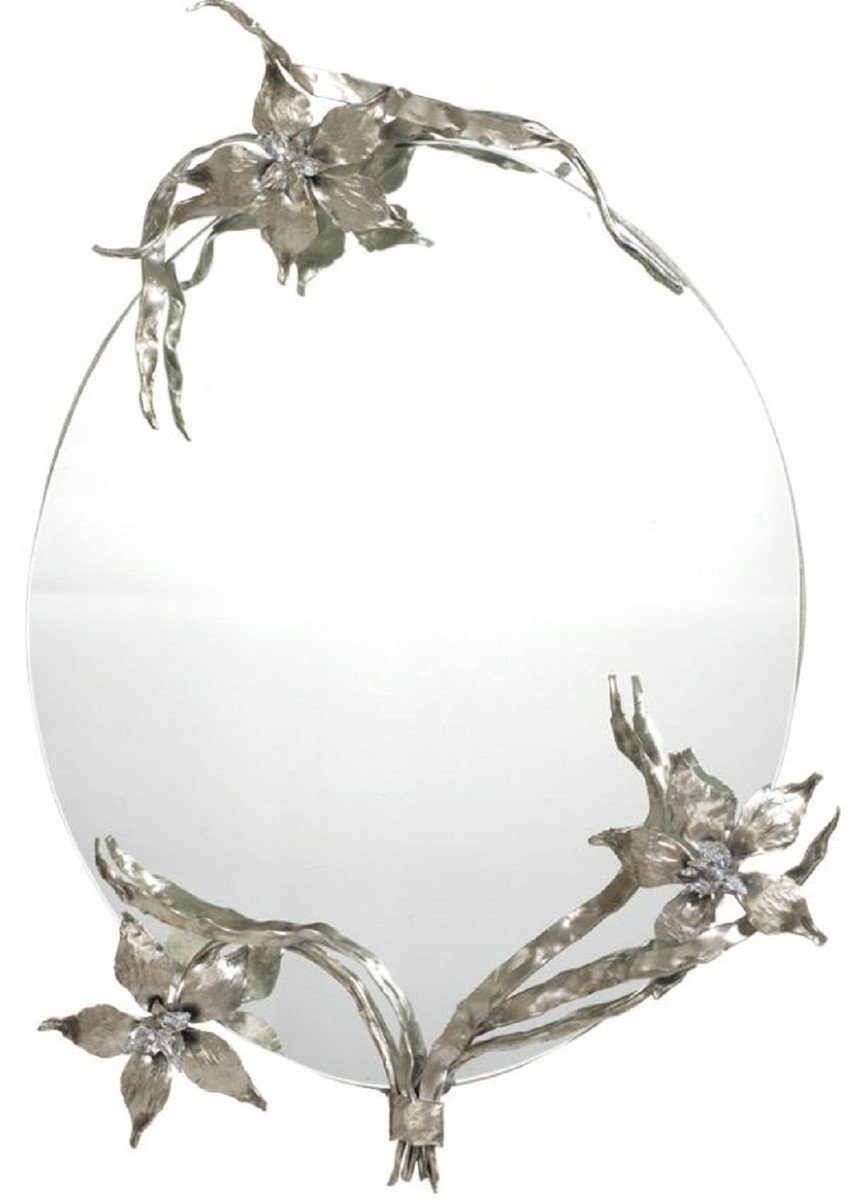 Wandspiegel Luxus Spiegel Silber 60 x H. 90 cm - Luxus Wandspiegel mit edlem Swarowski Kristallglas - Luxus Deko Accessoires