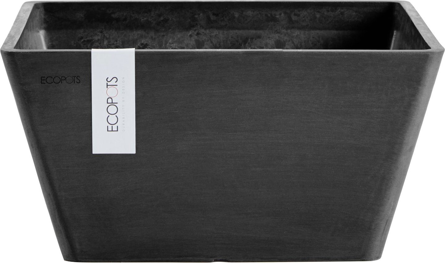 BxTxH: Dark 25x25x12,8 cm ECOPOTS grey, BERLIN Blumentopf