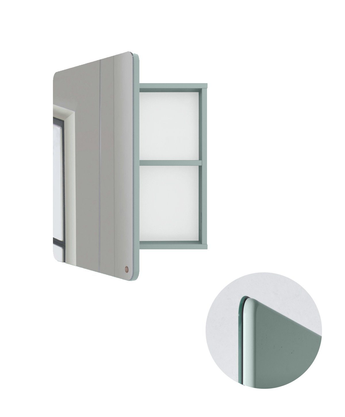 Farben, BATH mit - Mirror MDF seidenmatt Tür lackiert mit HOME gerundeten - aus Stauraum, TAILOR Badspiegel in TOM mit COLOR vielen Ecken, sage_076 Tür Small