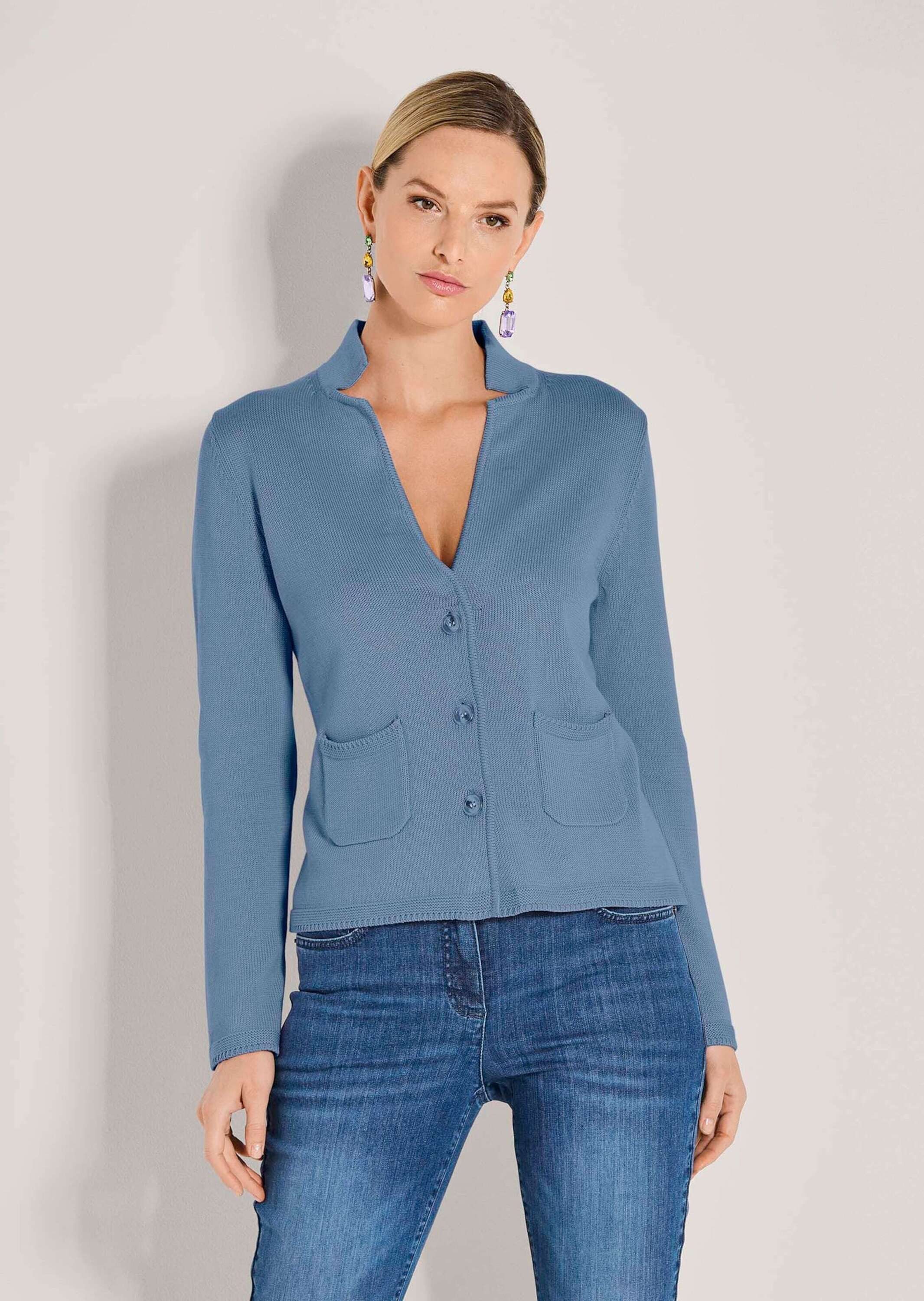 MADELEINE Strickjacke Eleganter Blazer mit feinem Glattstrick Jacke mit Rev günstig online kaufen