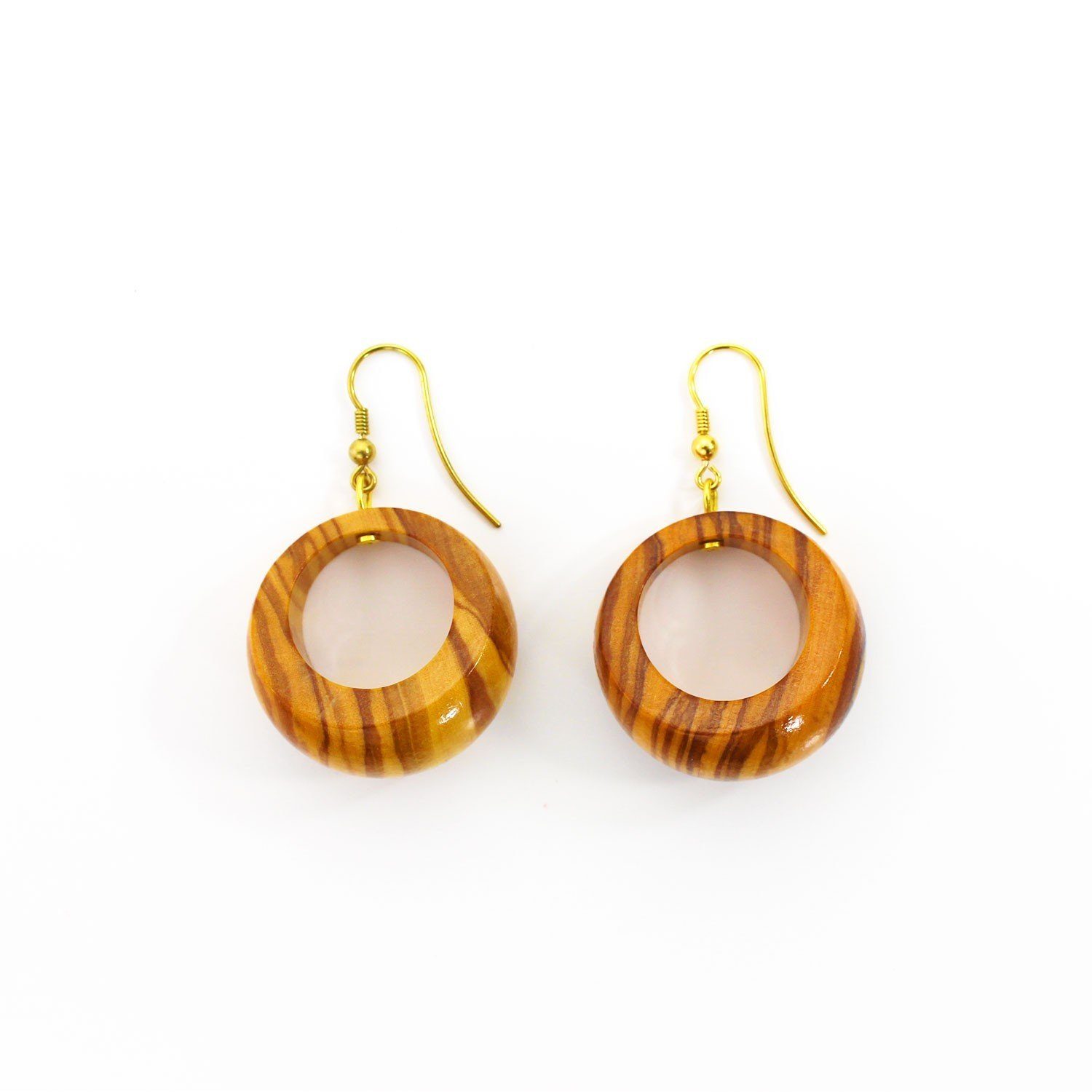 mitienda Ohrstecker-Set Ohrringe aus Holz, Ohrschmuck Ring breit