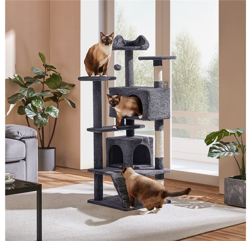 Thumbnail - Yaheetech Kratzbaum Katzenbaum Kletterbaum 137/156/178 cm (H), mit 3 Aussichtsplattformen & 2 Katzenhöhlen & 2 Abnehmbar...
