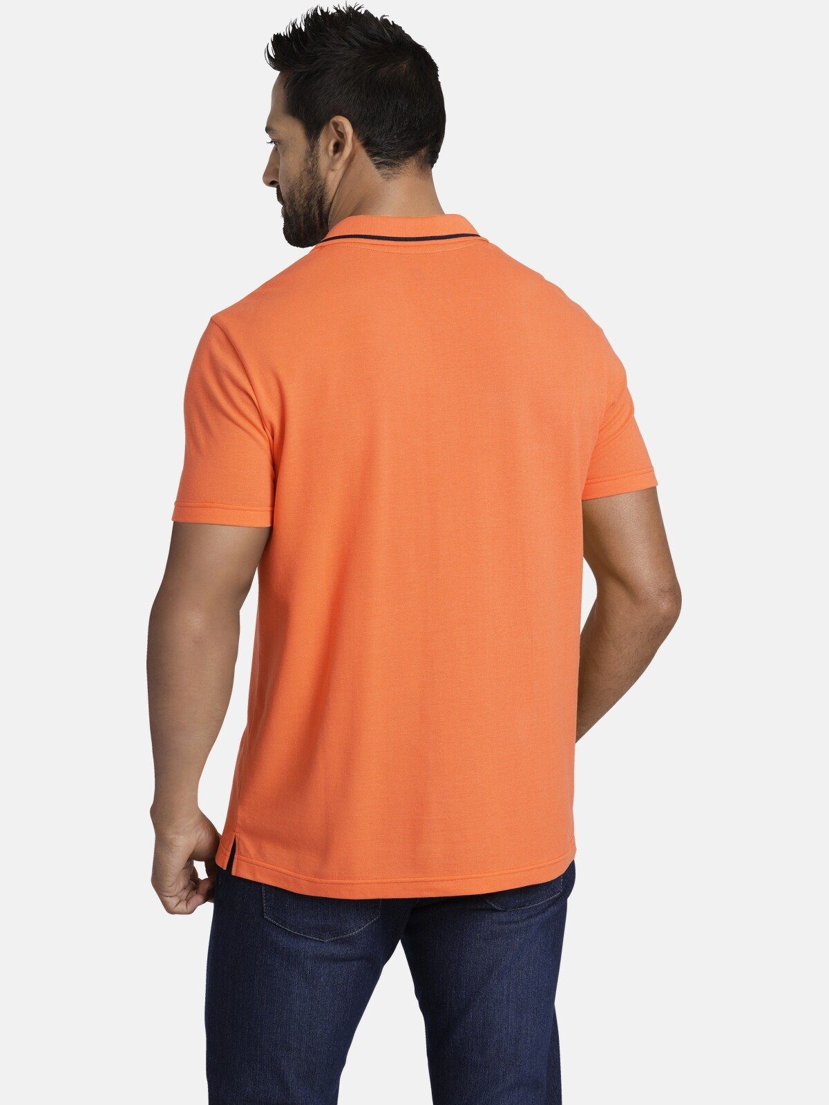 HALLFRED orange Jan Vanderstorm detailreiches Poloshirt Poloshirt