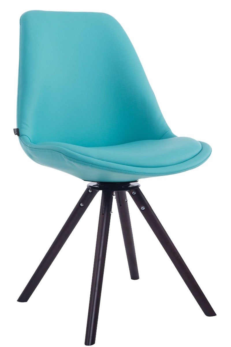 gepolsterter Walnuss TPFLiving Sitzfläche Sitzfläche: Cala Kunstleder hochwertig - Konferenzstuhl Esszimmerstuhl (Küchenstuhl - Buchenholz Gestell: rund - - Wohnzimmerstuhl), Besucherstuhl blau mit