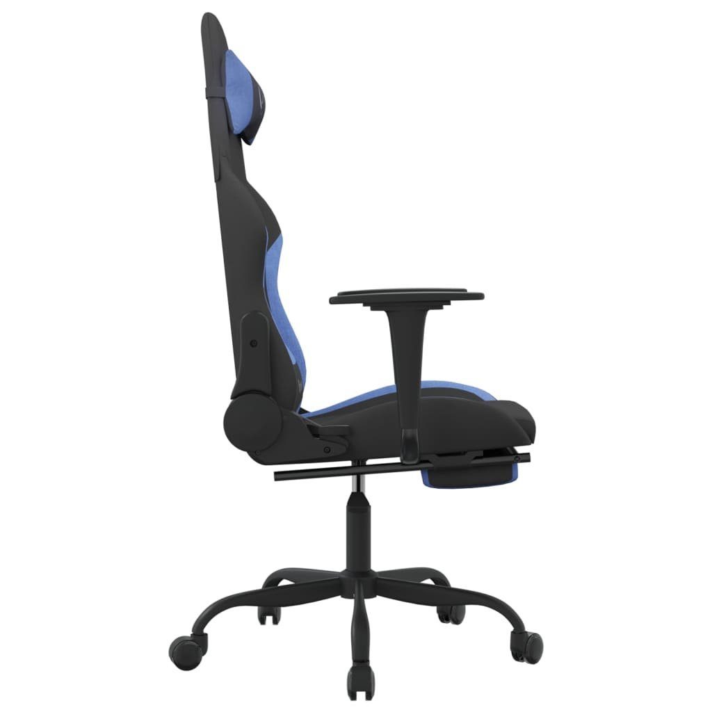 furnicato Gaming-Stuhl Stoff und (1 Schwarz St) & Massage Fußstütze mit Blau