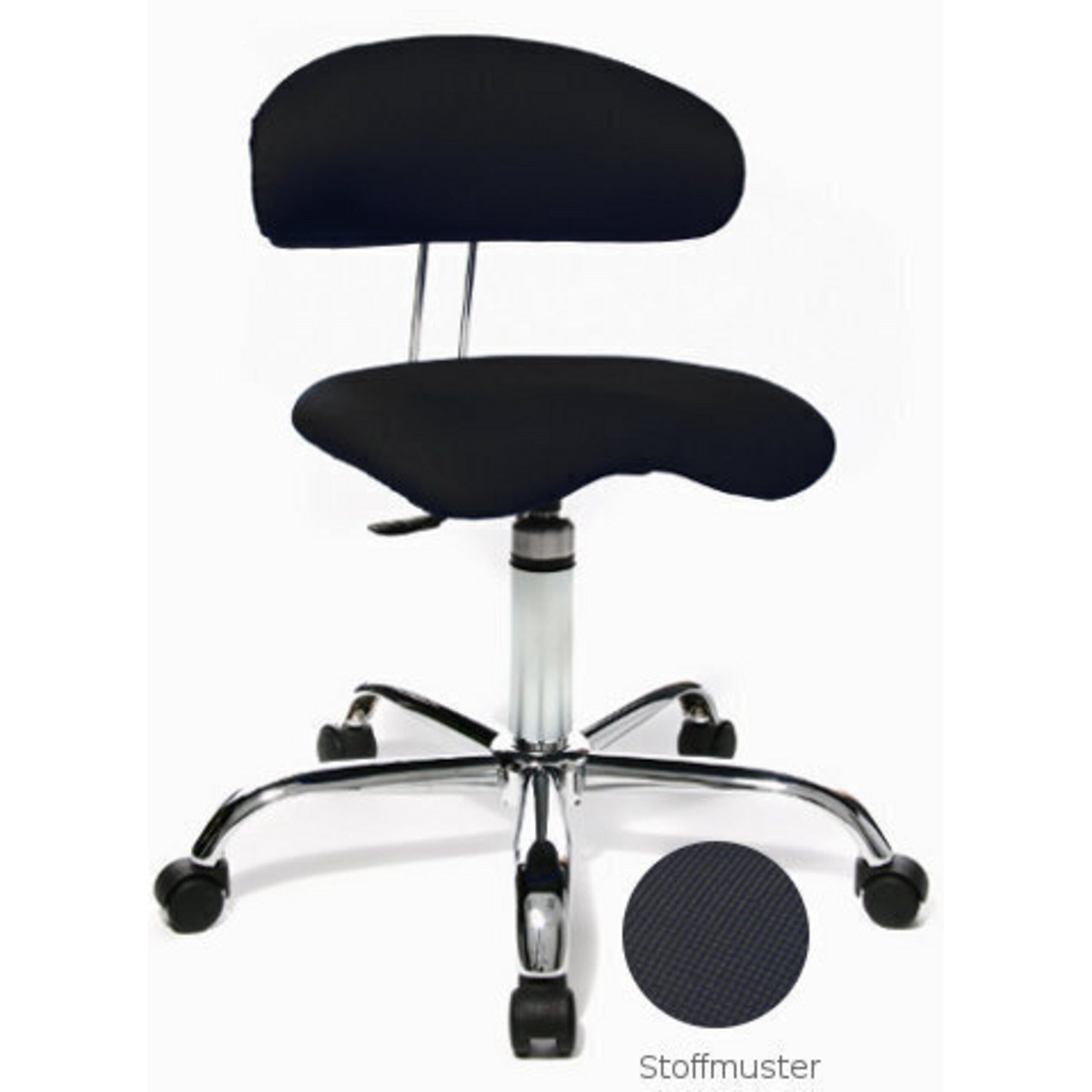TOPSTAR Arbeitshocker SITNESS 40 Sitzhocker Stoff Höhe 81.0 cm, Rollhocker mit Lehne und beweglicher Sitzfläche