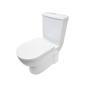 Belvit Tiefspül-WC BV-SW2001 KomplettSet, Abgang senkrecht, Stand-WC Taharet Kombination inkl. Armatur heiß/kalt + Spülkasten