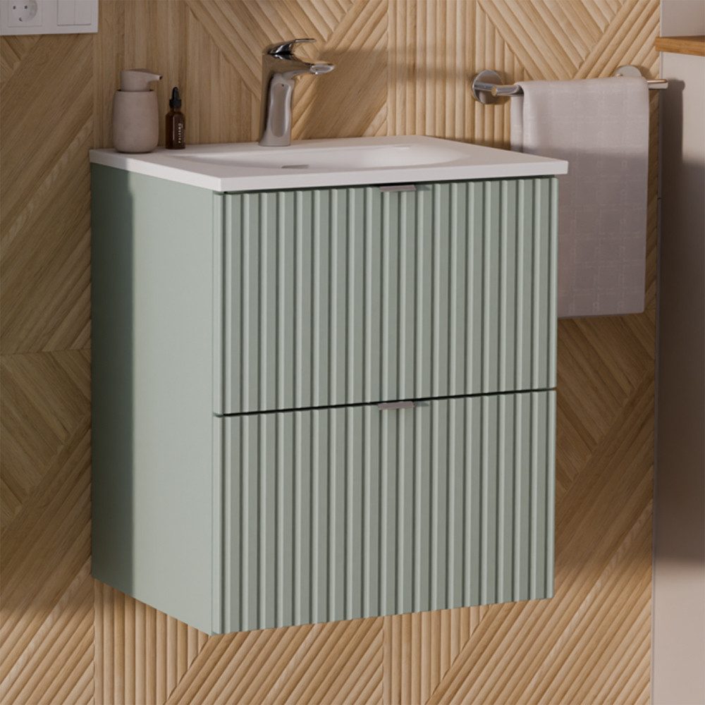 Lomadox Waschtisch NEWPORT-56-GREEN, Waschplatz, Keramik-Waschbecken, grün günstig online kaufen