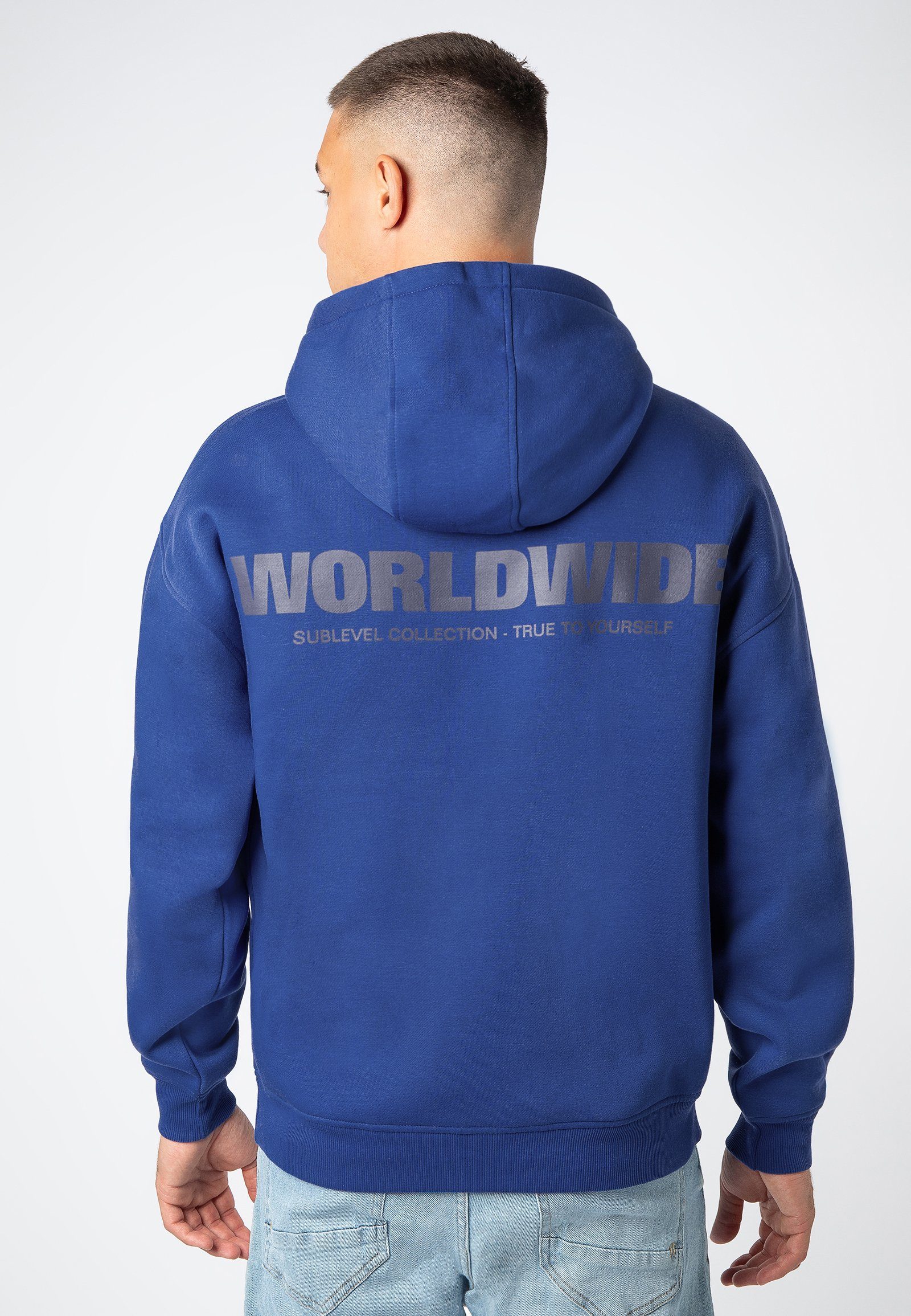 SUBLEVEL Hoodie Sweathoodie WORLDWIDE blue